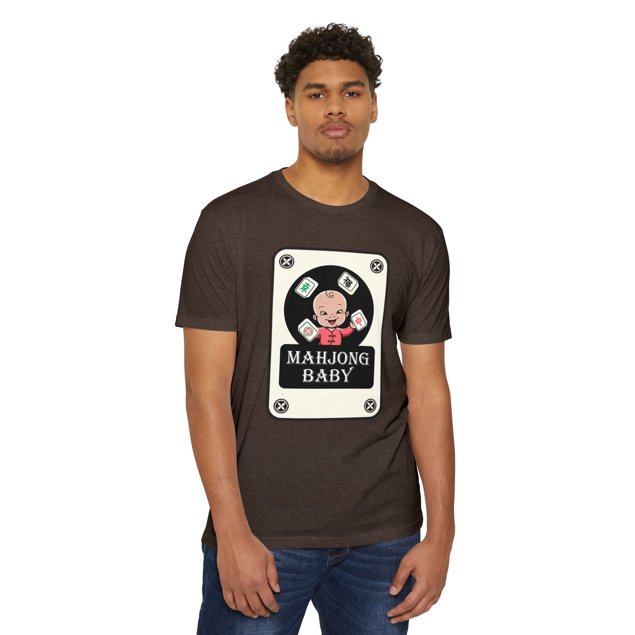 Mahjong Baby Graphic T-Shirt | Black Retro Mahjong Tile Tee for Players & Fans - Image 17