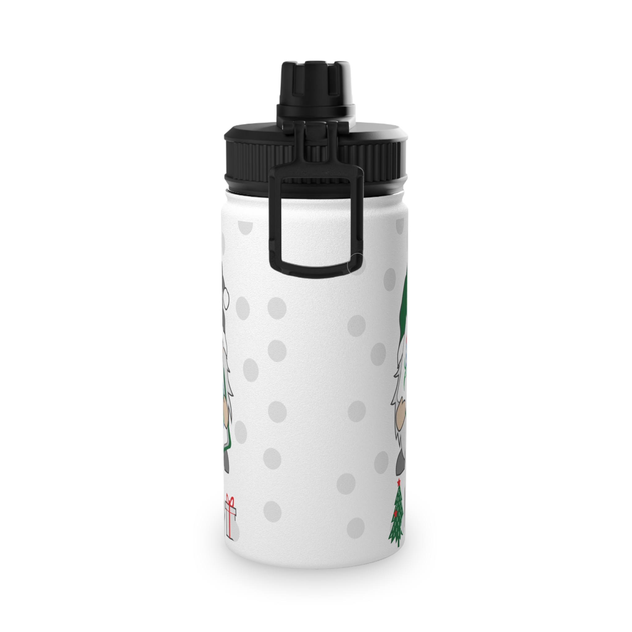 Merry Mahjong Stainless Steel Water Bottle | Holiday Gnome Sports Bottle - Image 2