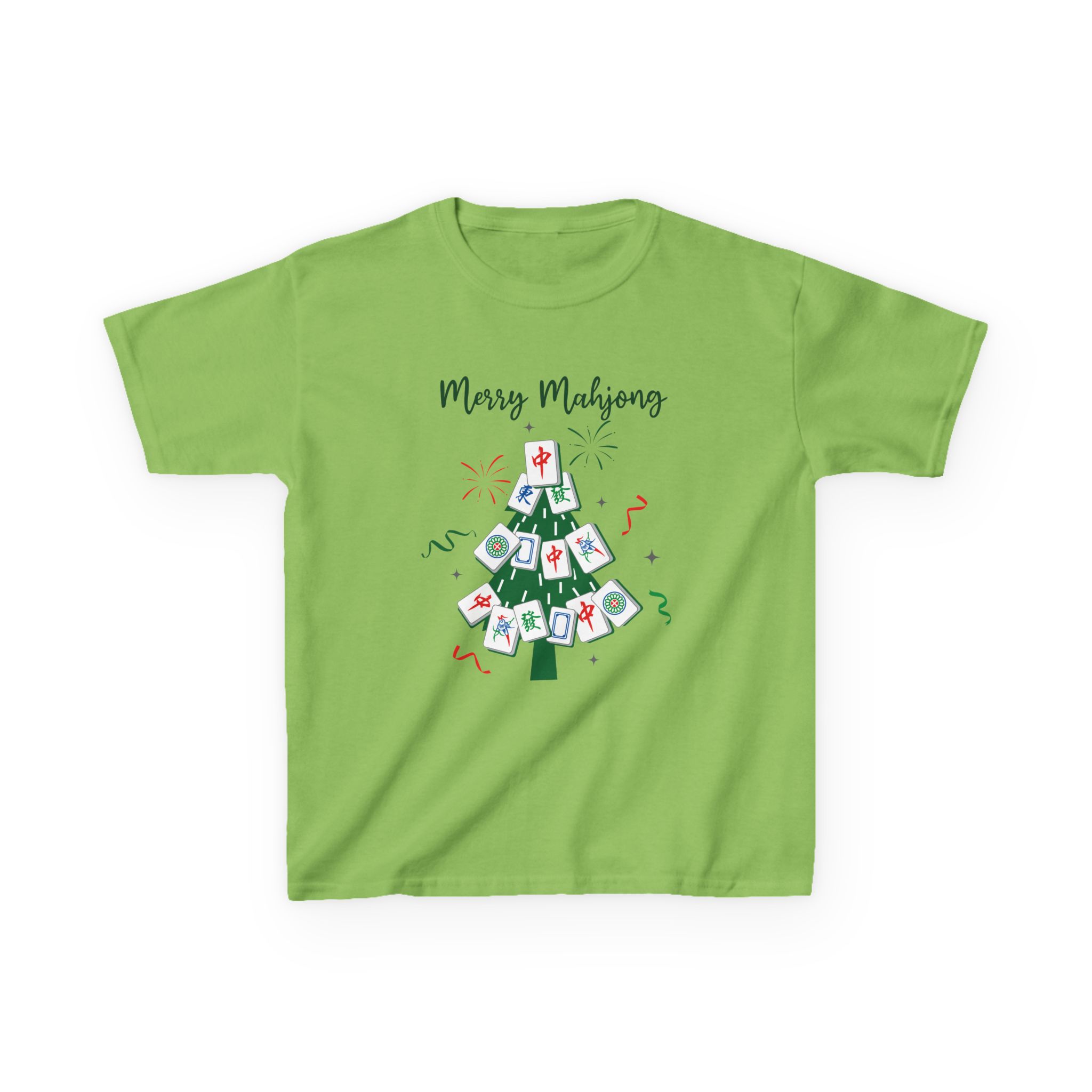 Merry Mahjong Baby Kids Tee | Holiday Mahjong Tree Graphic Shirt - Image 91