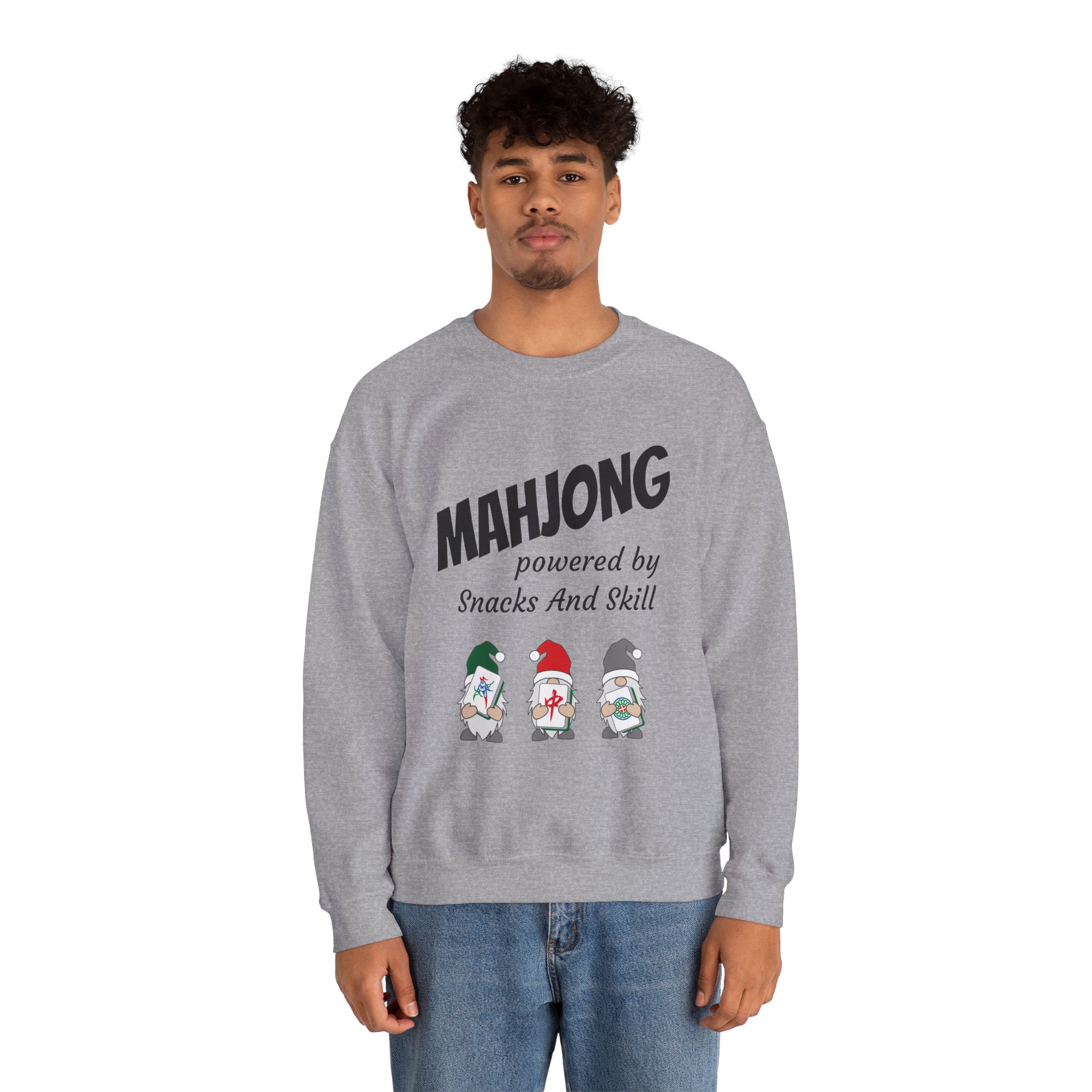 Mahjong Crewneck Sweatshirt | “Powered by Snacks and Skill” + Mahjong Baby Logo (Unisex) - Image 41