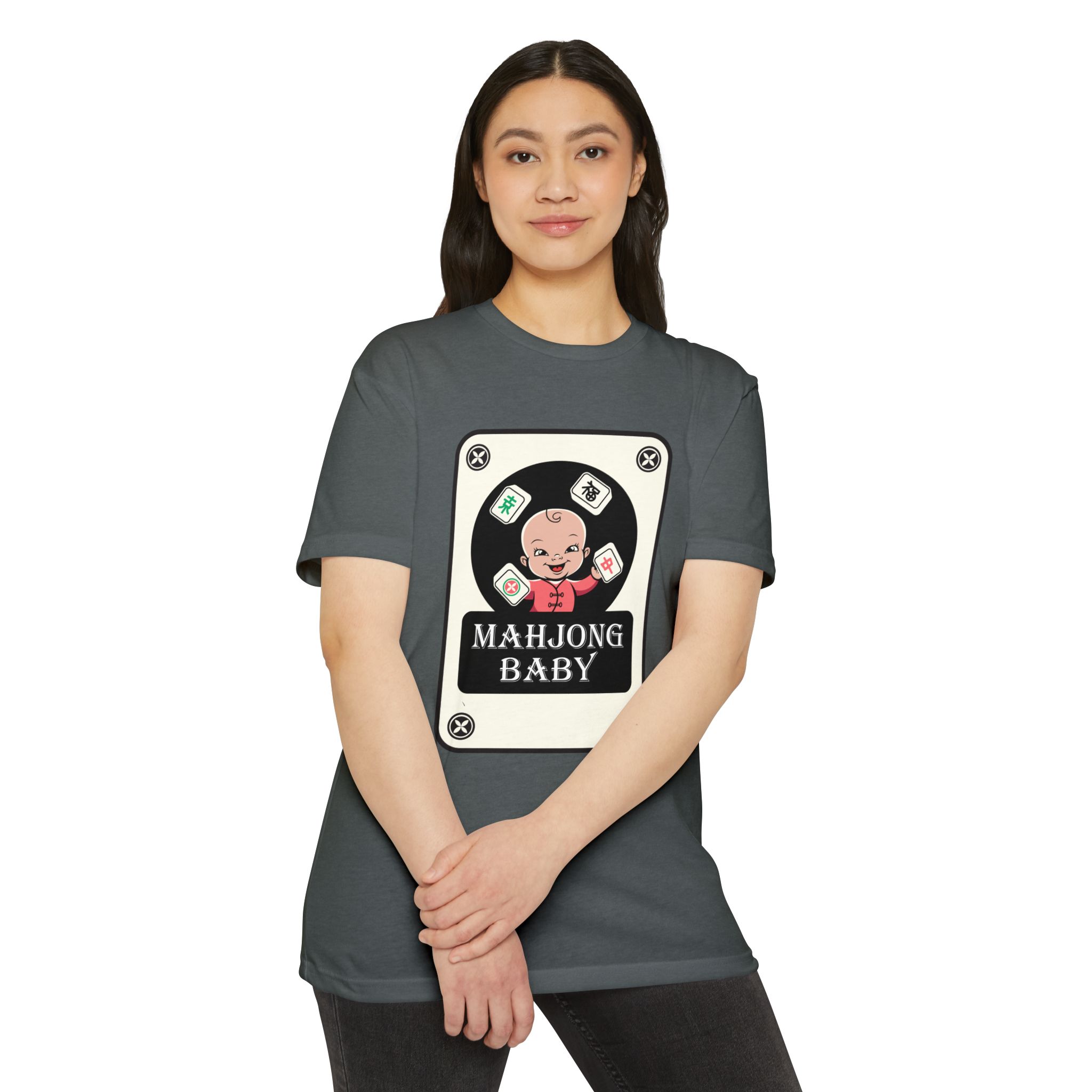 Mahjong Baby Graphic T-Shirt | Black Retro Mahjong Tile Tee for Players & Fans - Image 42