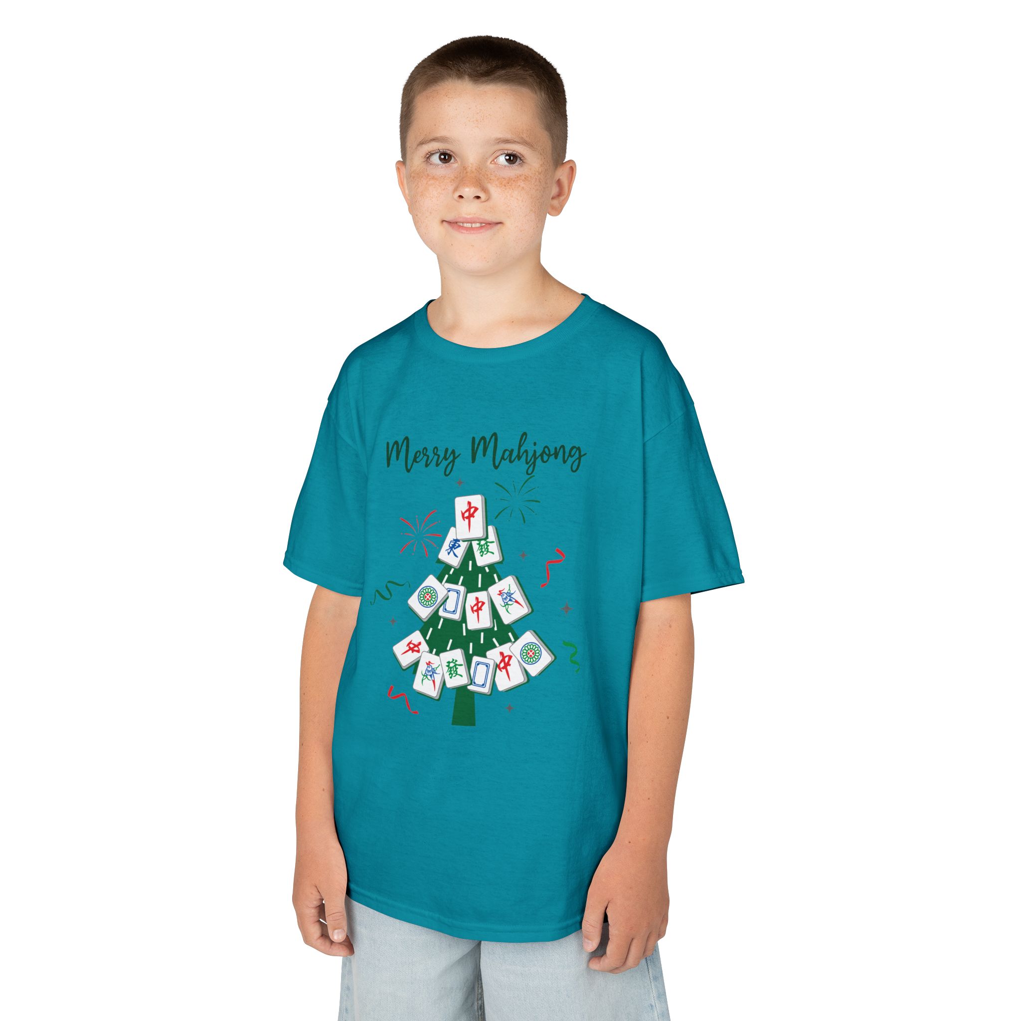 Merry Mahjong Baby Kids Tee | Holiday Mahjong Tree Graphic Shirt - Image 133
