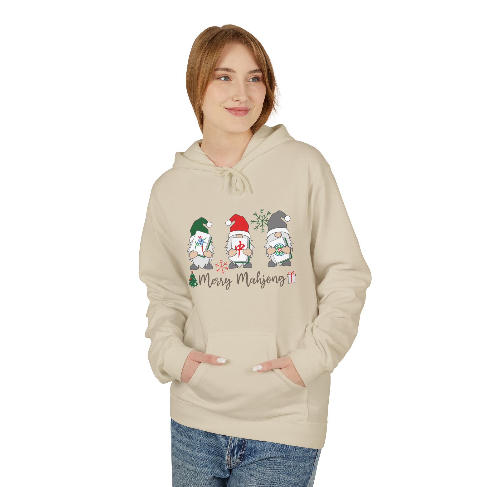 Merry Mahjong Santa Hoodie | Cute Holiday Gnome Christmas Pullover - Image 19