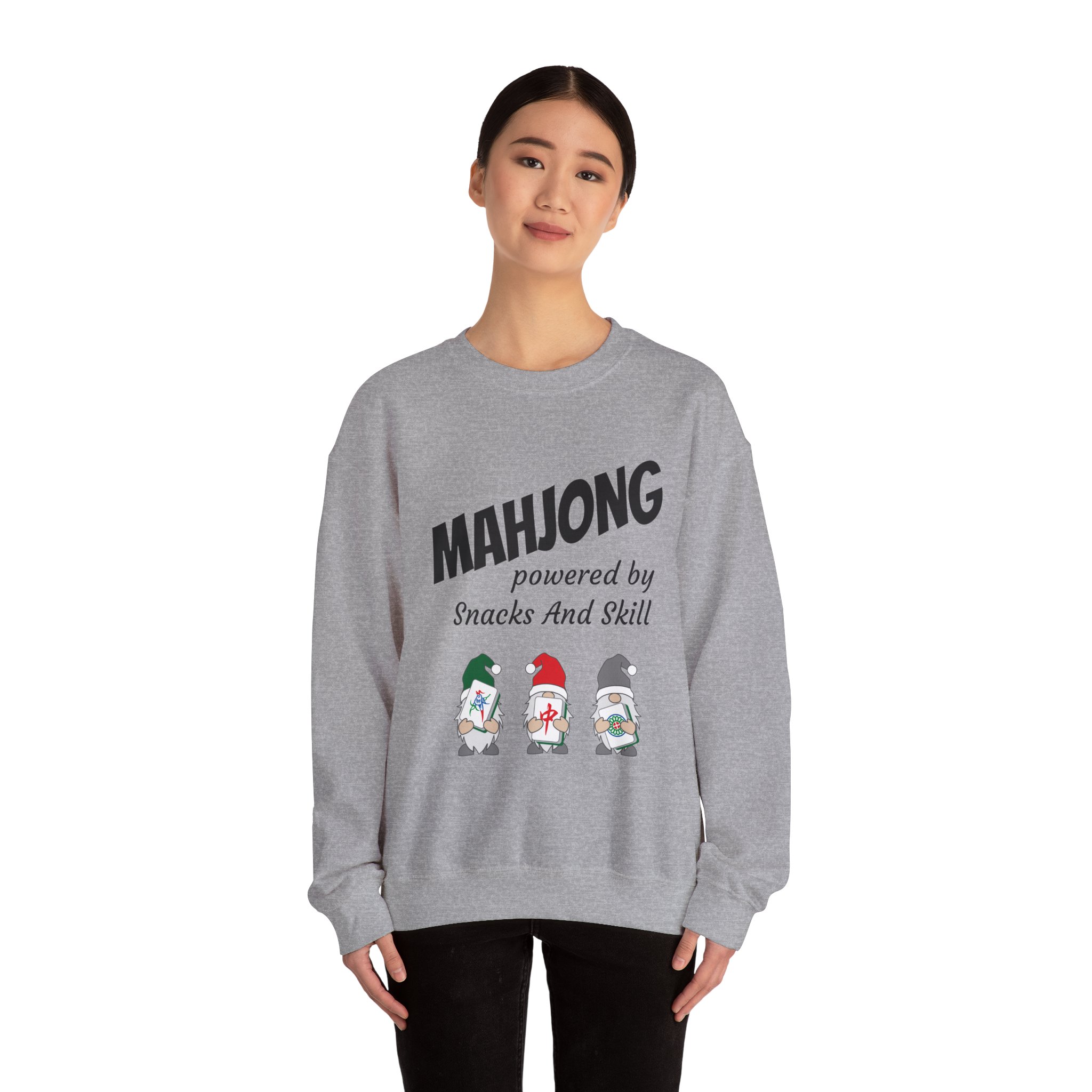 Mahjong Crewneck Sweatshirt | “Powered by Snacks and Skill” + Mahjong Baby Logo (Unisex) - Image 40