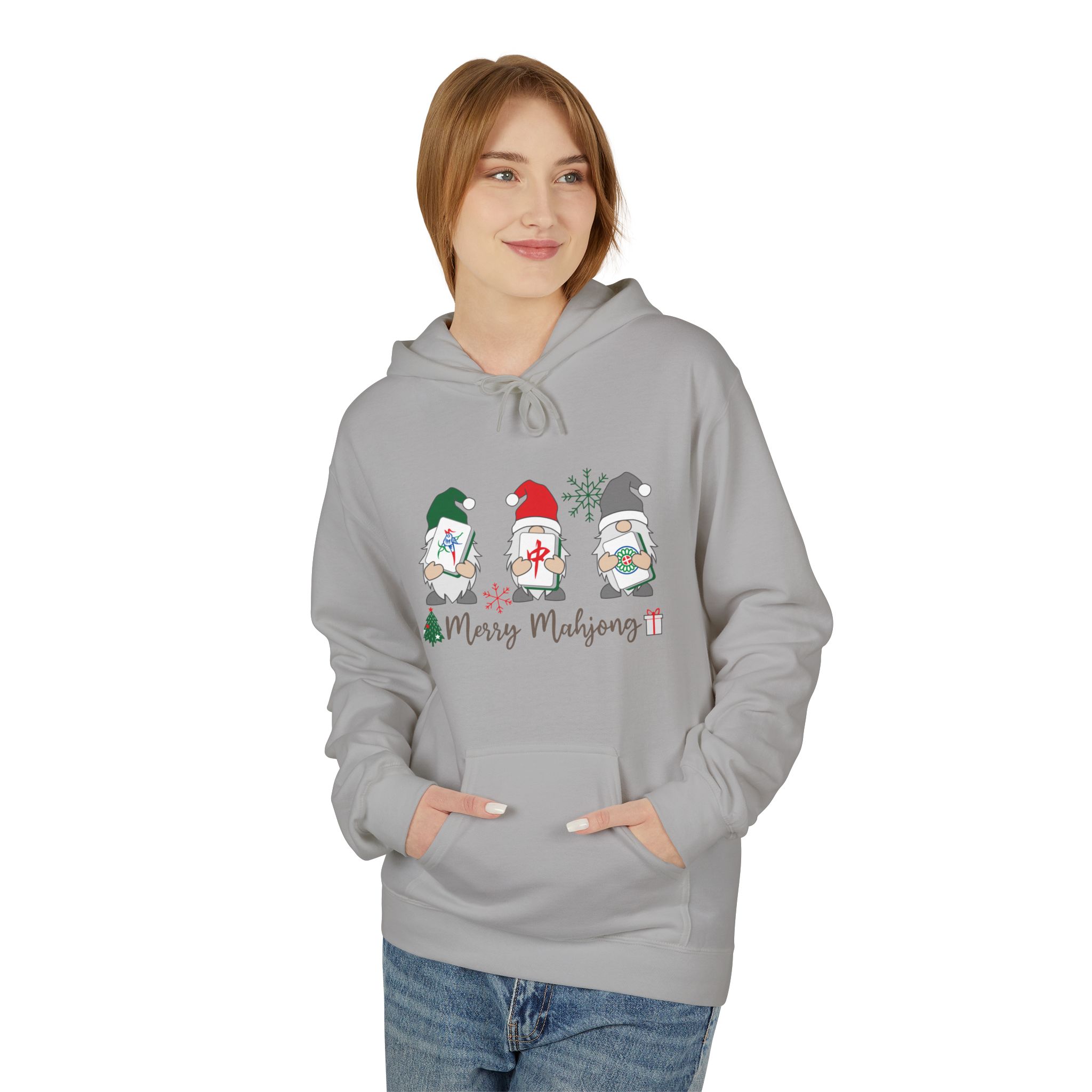 Merry Mahjong Santa Hoodie | Cute Holiday Gnome Christmas Pullover - Image 7