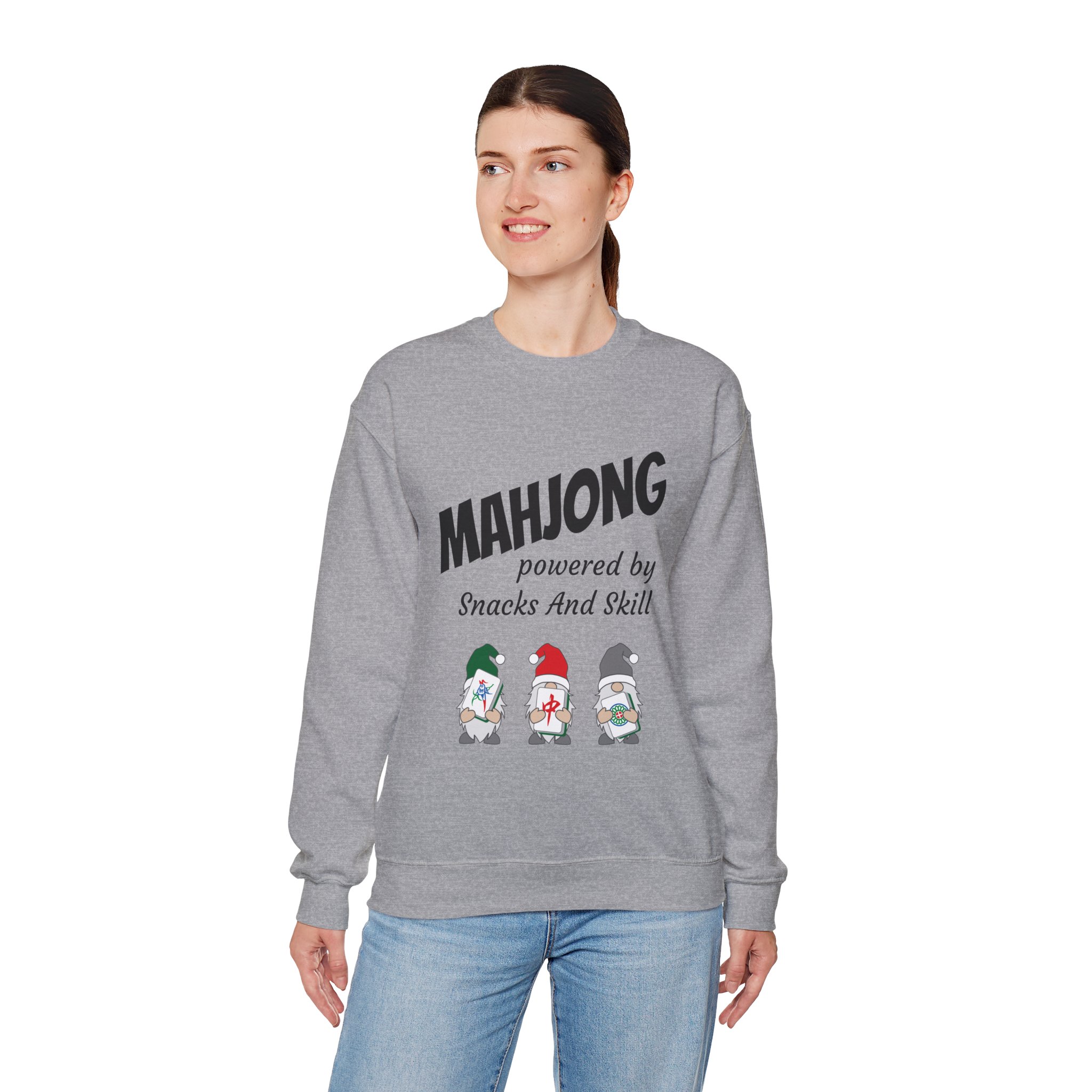 Mahjong Crewneck Sweatshirt | “Powered by Snacks and Skill” + Mahjong Baby Logo (Unisex) - Image 44