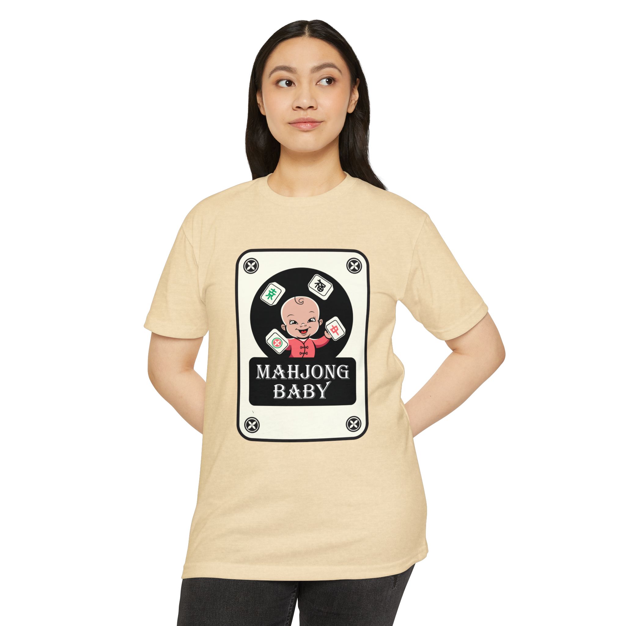 Mahjong Baby Graphic T-Shirt | Black Retro Mahjong Tile Tee for Players & Fans - Image 12