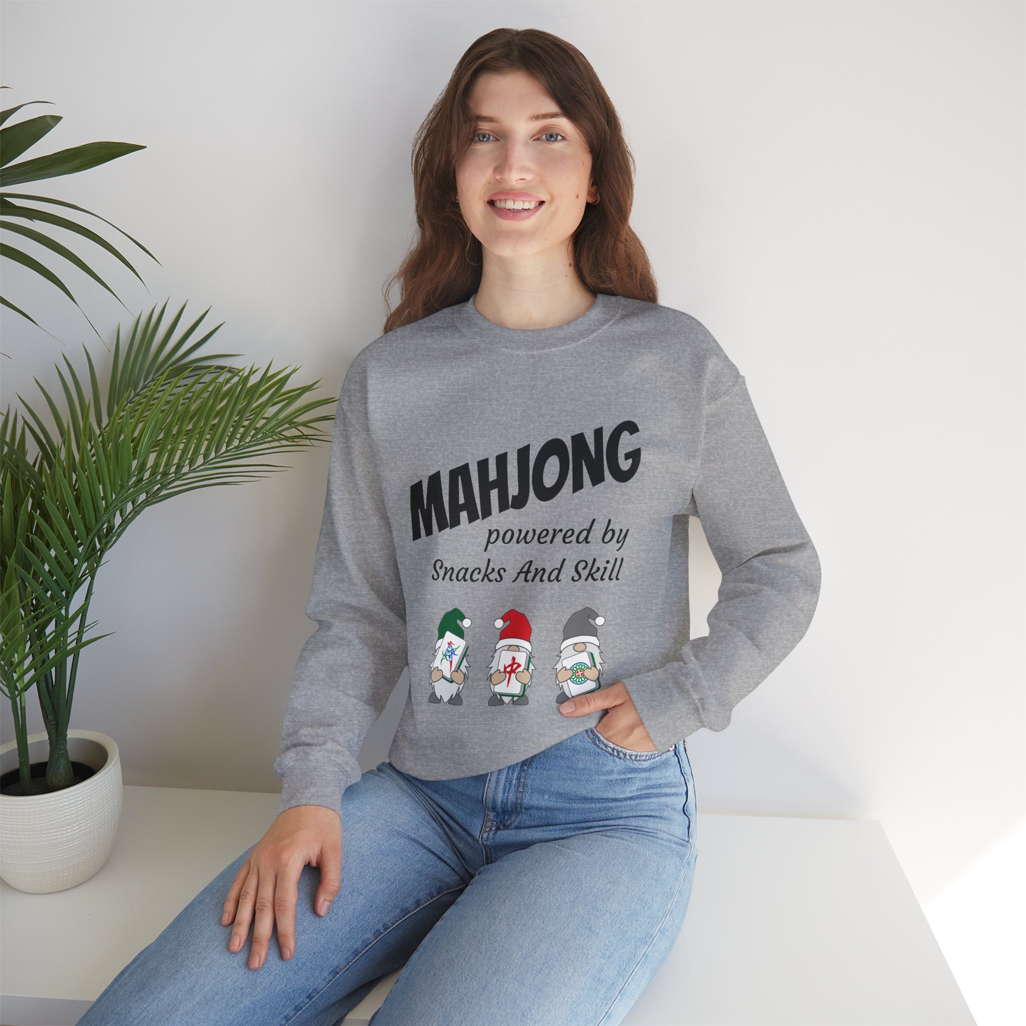 Mahjong Crewneck Sweatshirt | “Powered by Snacks and Skill” + Mahjong Baby Logo (Unisex) - Image 47