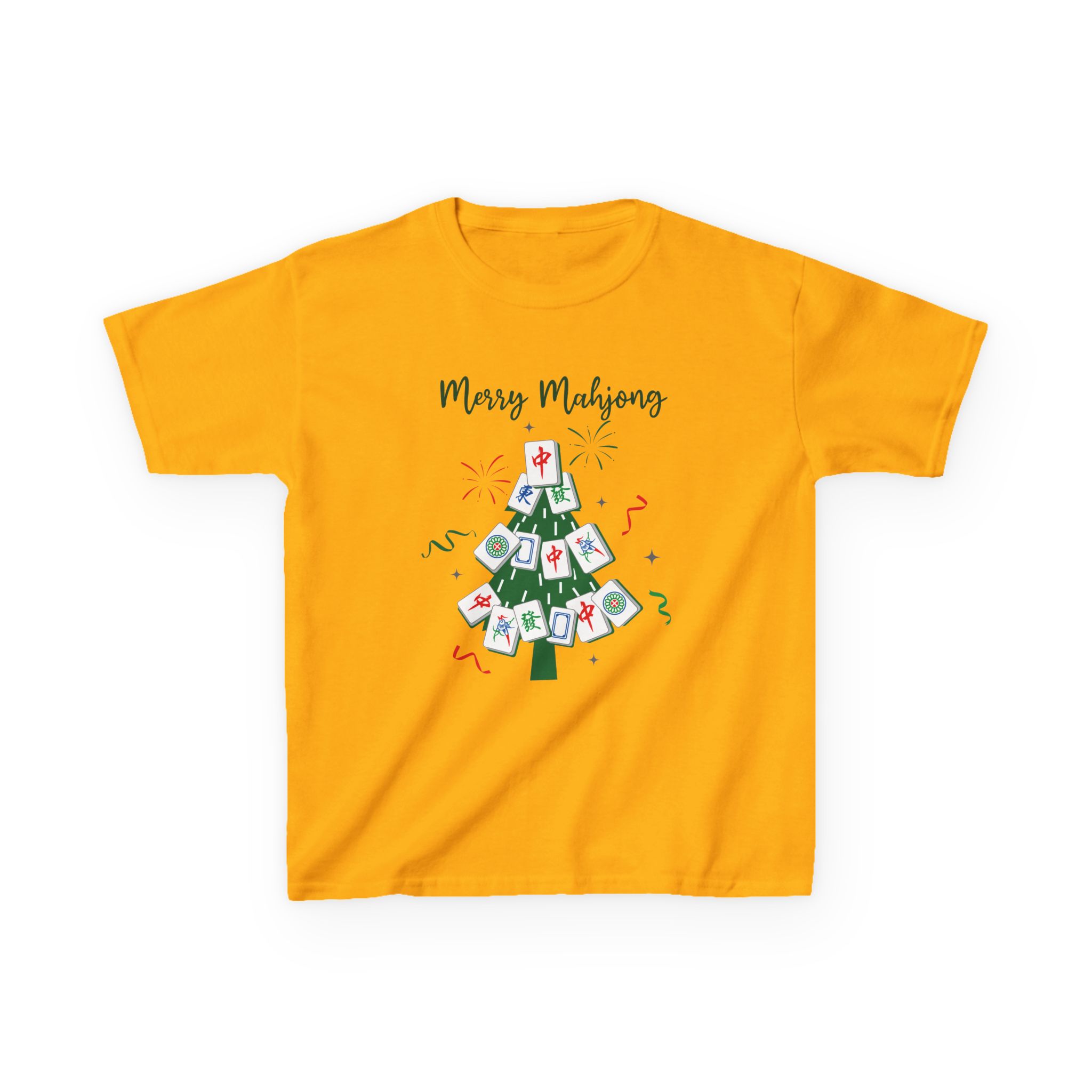 Merry Mahjong Baby Kids Tee | Holiday Mahjong Tree Graphic Shirt - Image 55
