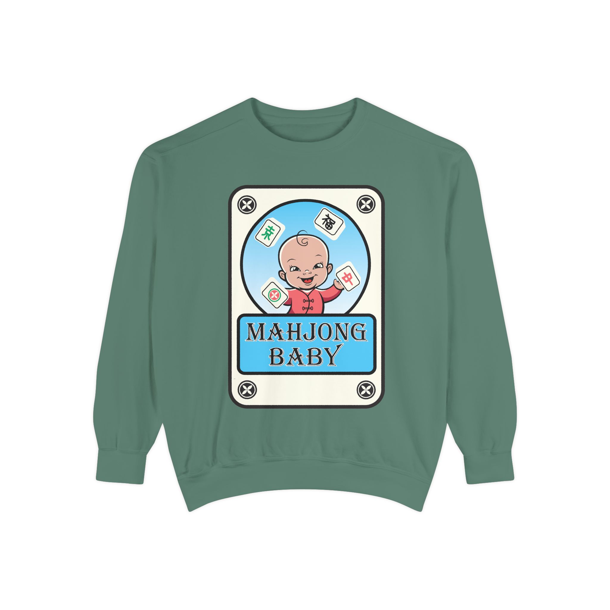 Mahjong Baby Sweatshirt | Unisex Garment-Dyed Crewneck in Baby Blue - Image 25