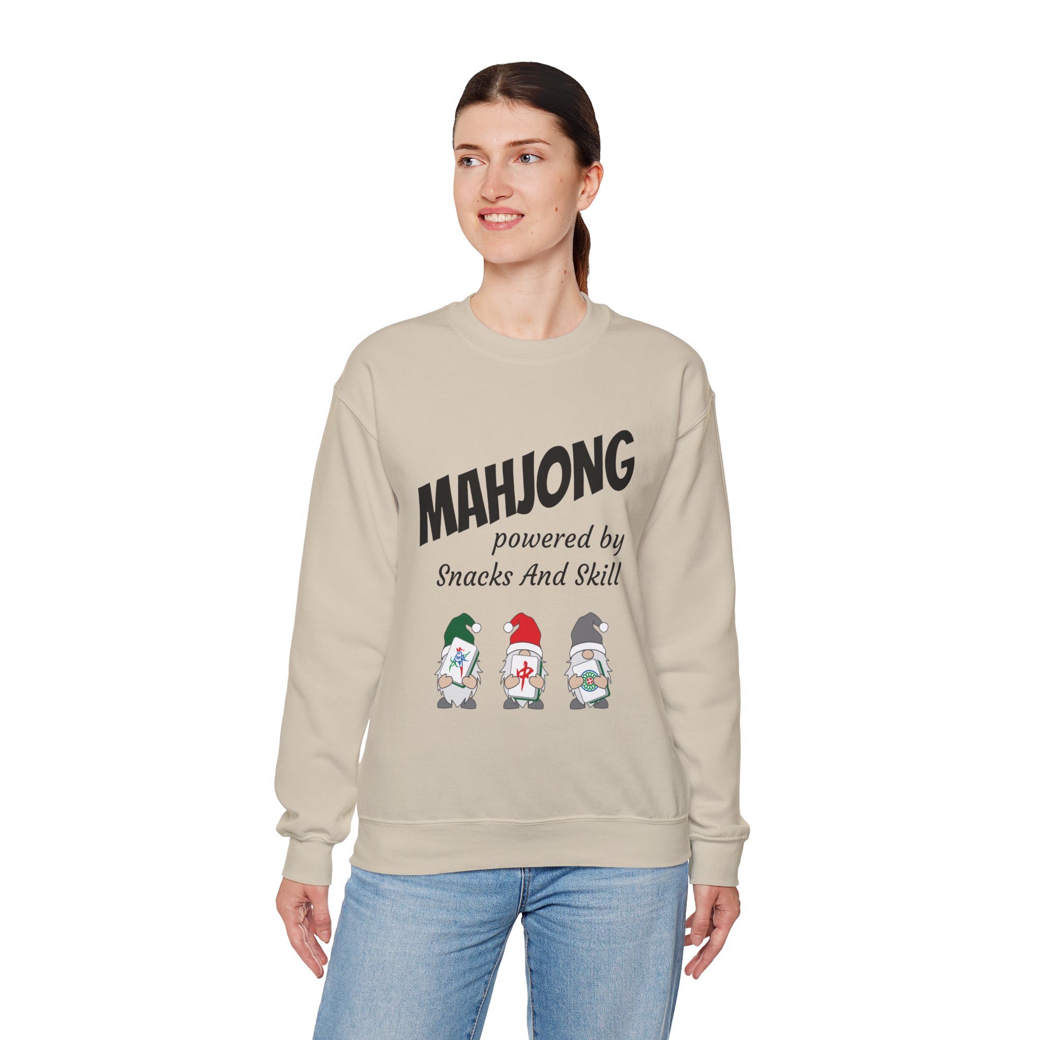 Mahjong Crewneck Sweatshirt | “Powered by Snacks and Skill” + Mahjong Baby Logo (Unisex) - Image 68
