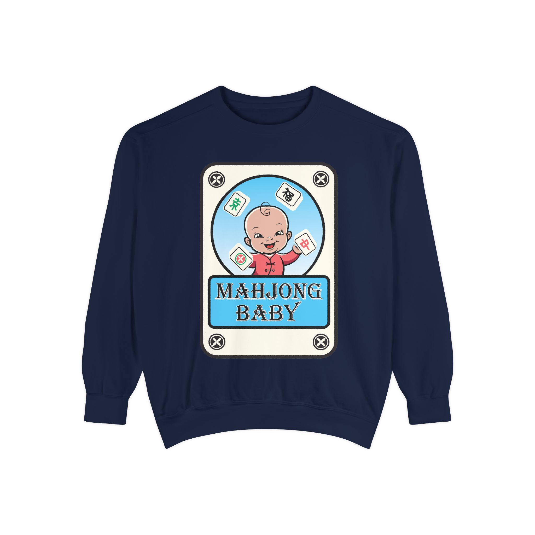Mahjong Baby Sweatshirt | Unisex Garment-Dyed Crewneck in Baby Blue - Image 57