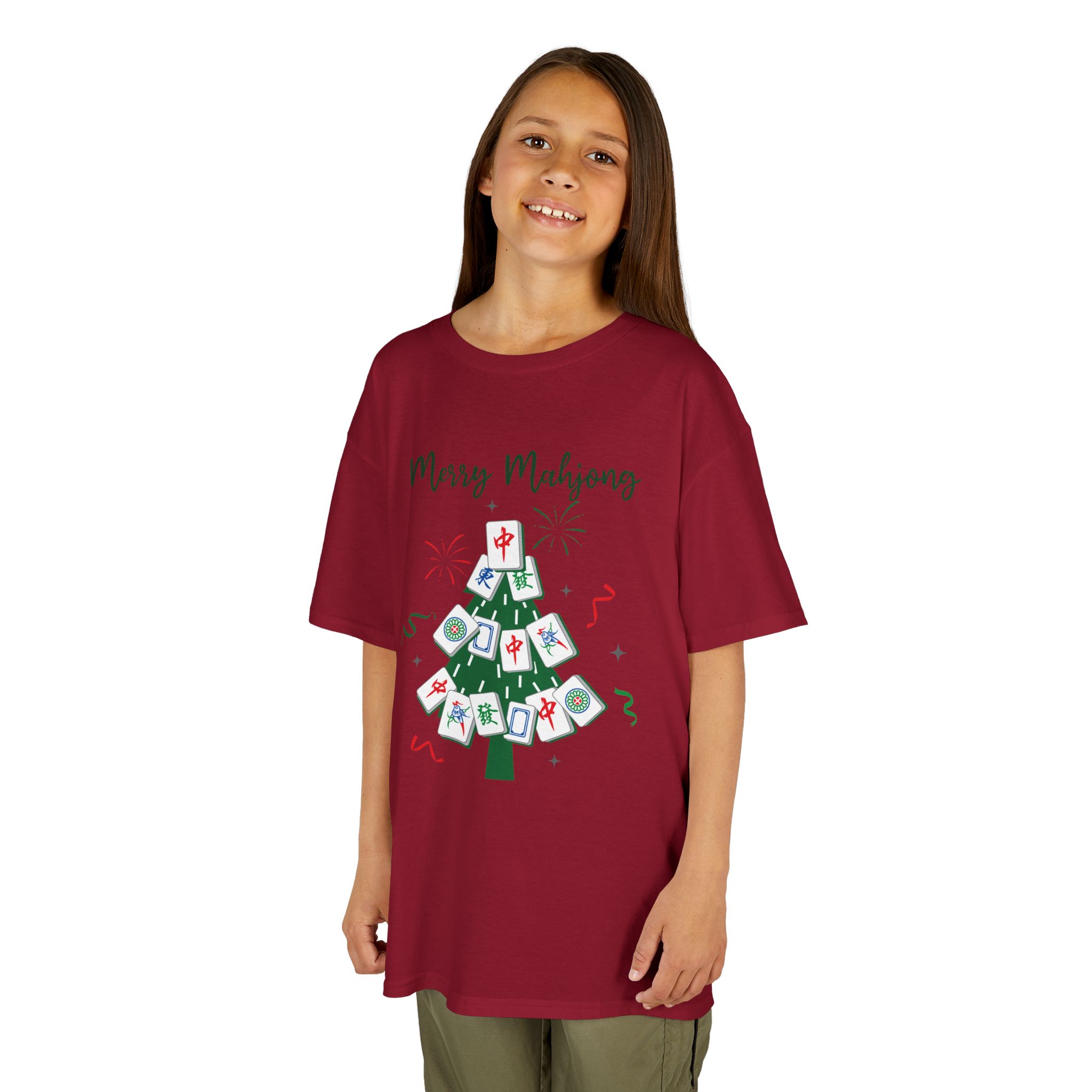 Merry Mahjong Baby Kids Tee | Holiday Mahjong Tree Graphic Shirt - Image 176