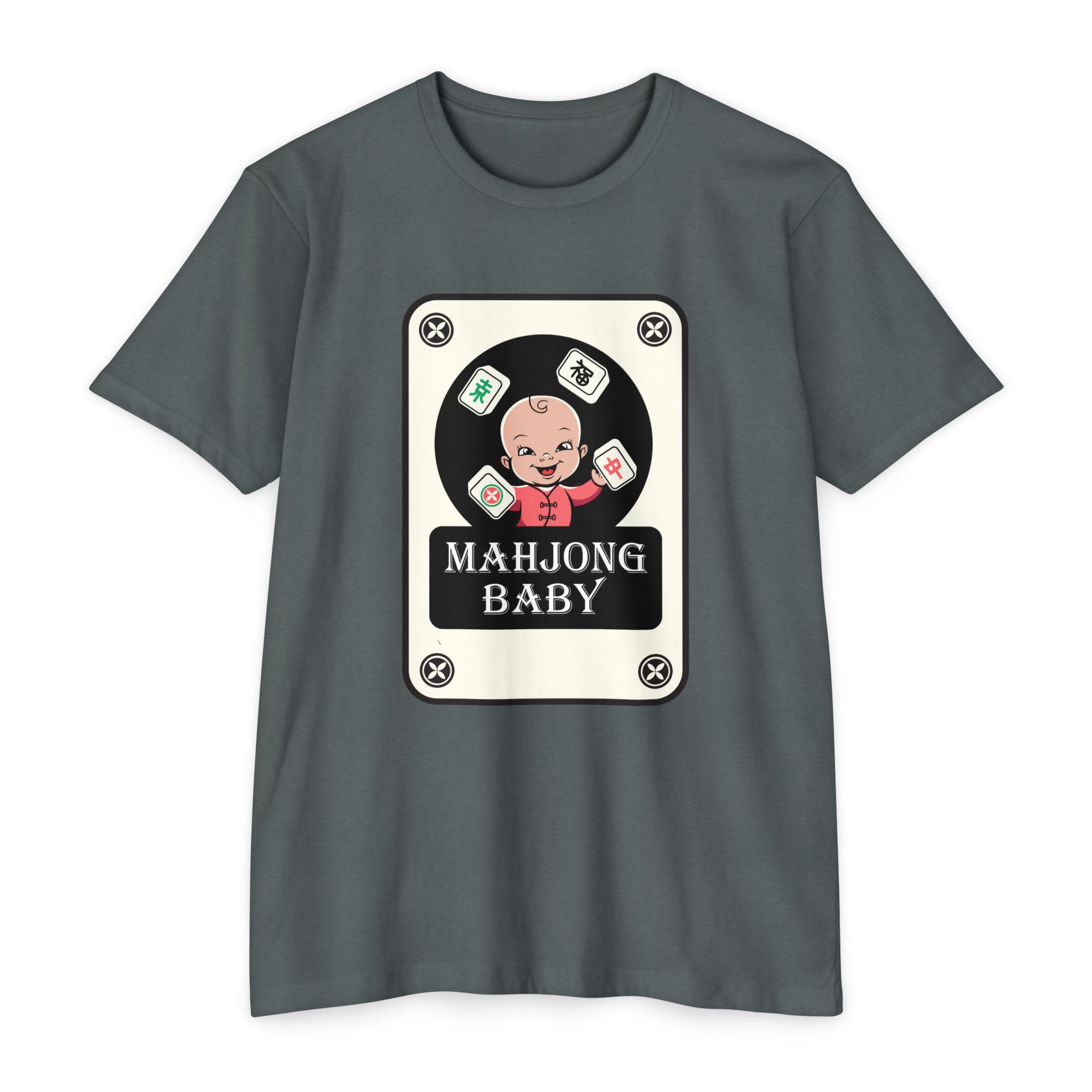 Mahjong Baby Graphic T-Shirt | Black Retro Mahjong Tile Tee for Players & Fans - Image 36