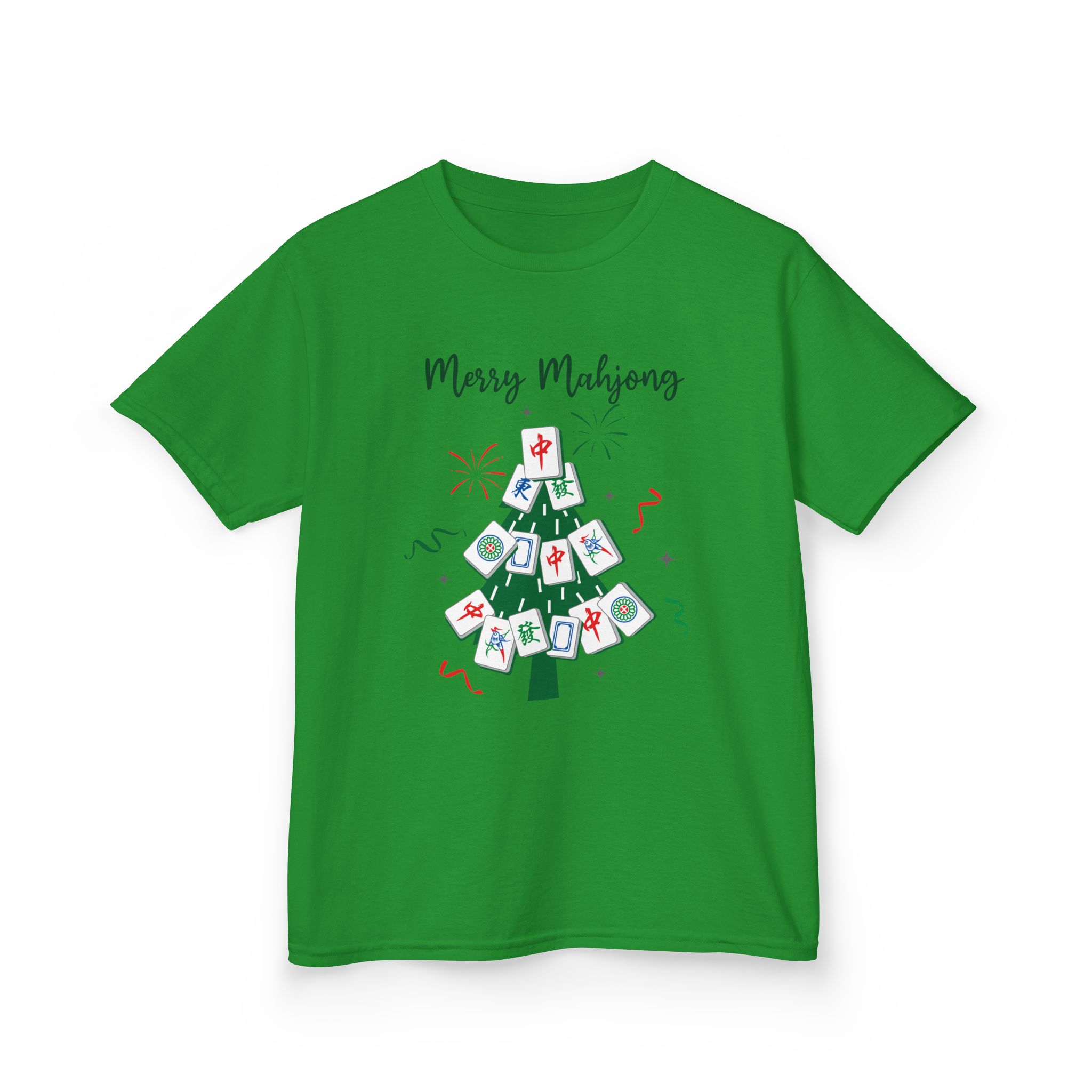 Merry Mahjong Baby Kids Tee | Holiday Mahjong Tree Graphic Shirt - Image 111