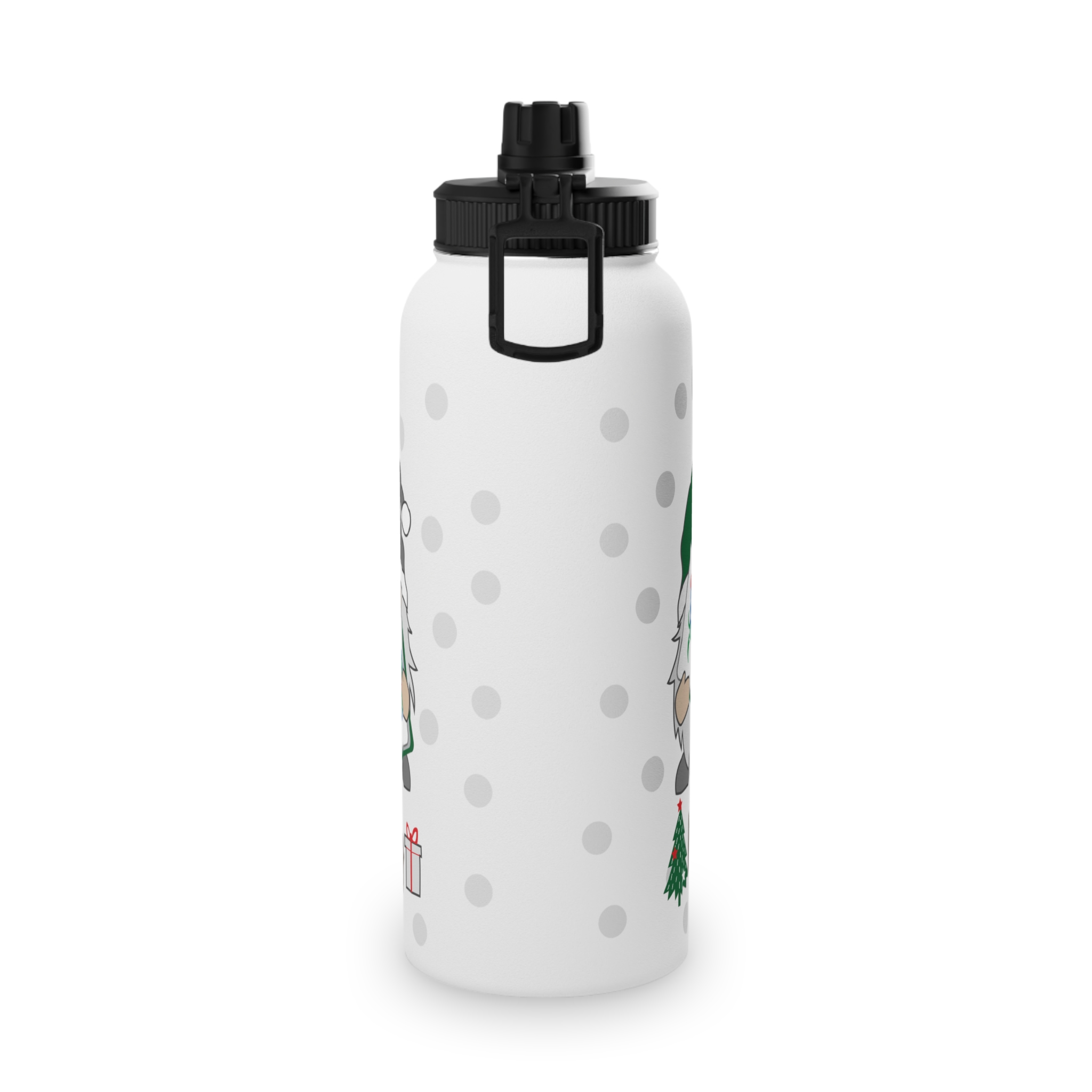 Merry Mahjong Stainless Steel Water Bottle | Holiday Gnome Sports Bottle - Image 10