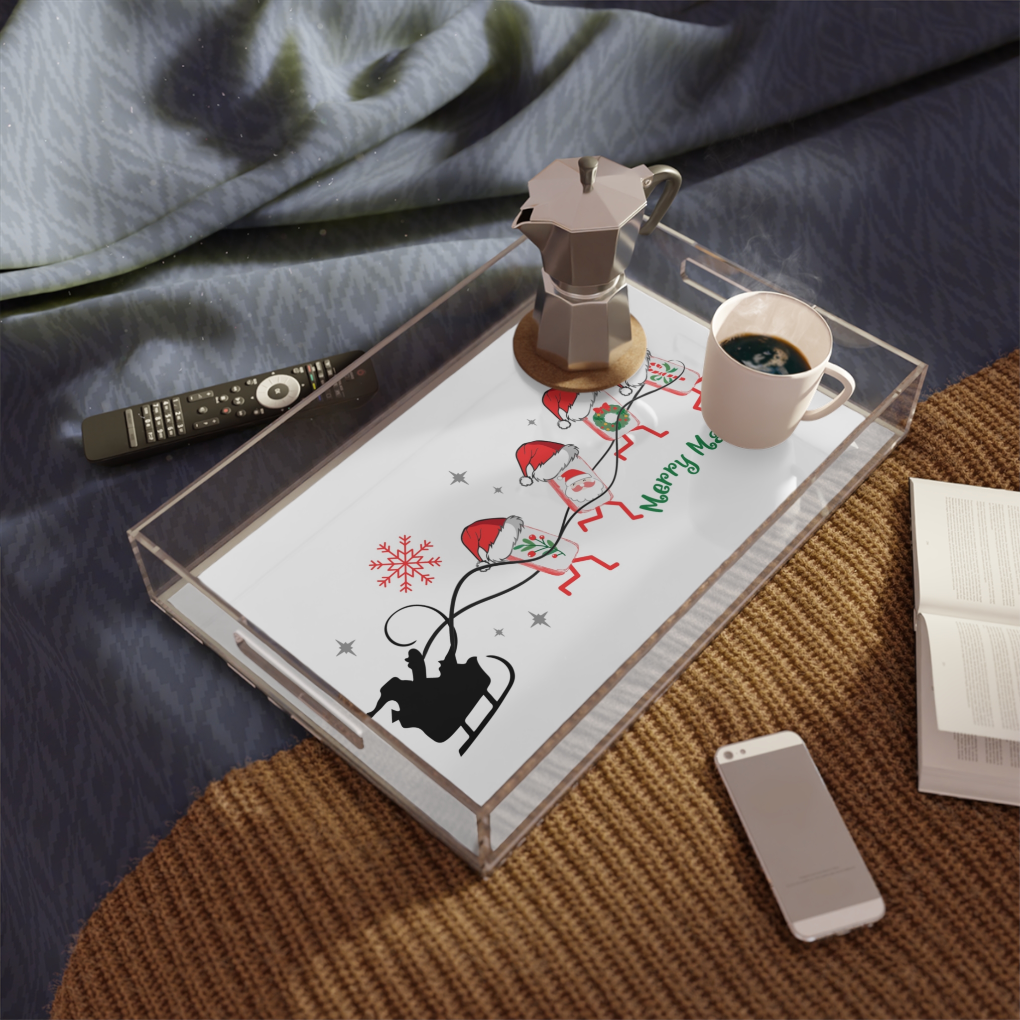 Merry Mahjong Christmas Acrylic Serving Tray | Festive Holiday Mahjong Décor (11×17") - Image 4