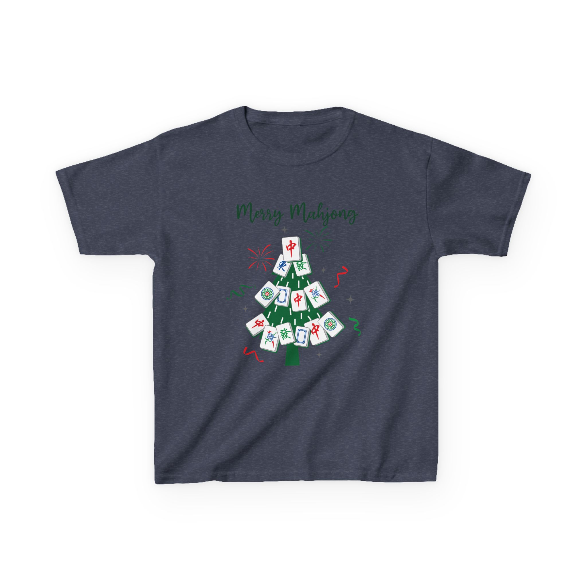 Merry Mahjong Baby Kids Tee | Holiday Mahjong Tree Graphic Shirt - Image 154