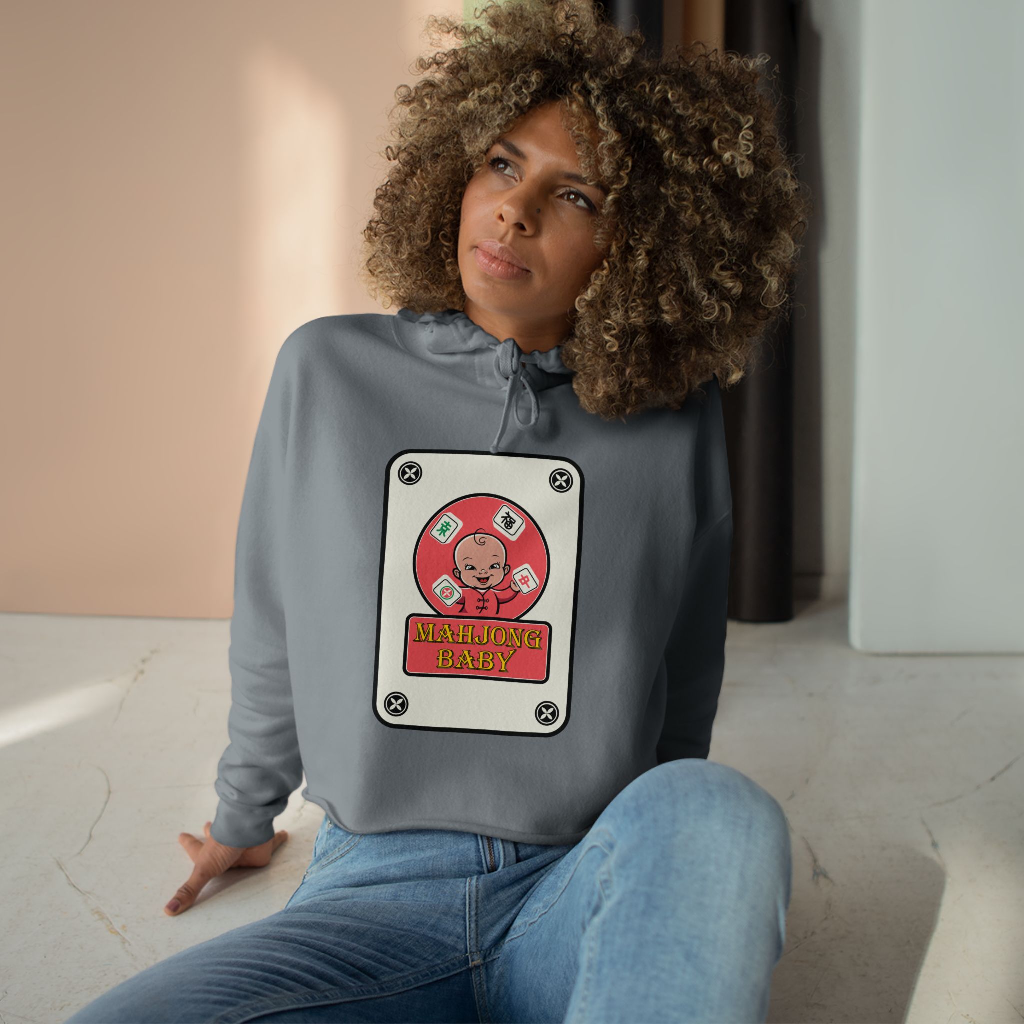 Mahjong Baby Crop Hoodie | Cute Mahjong Tile Graphic Hoodie for Game Lovers - Image 15