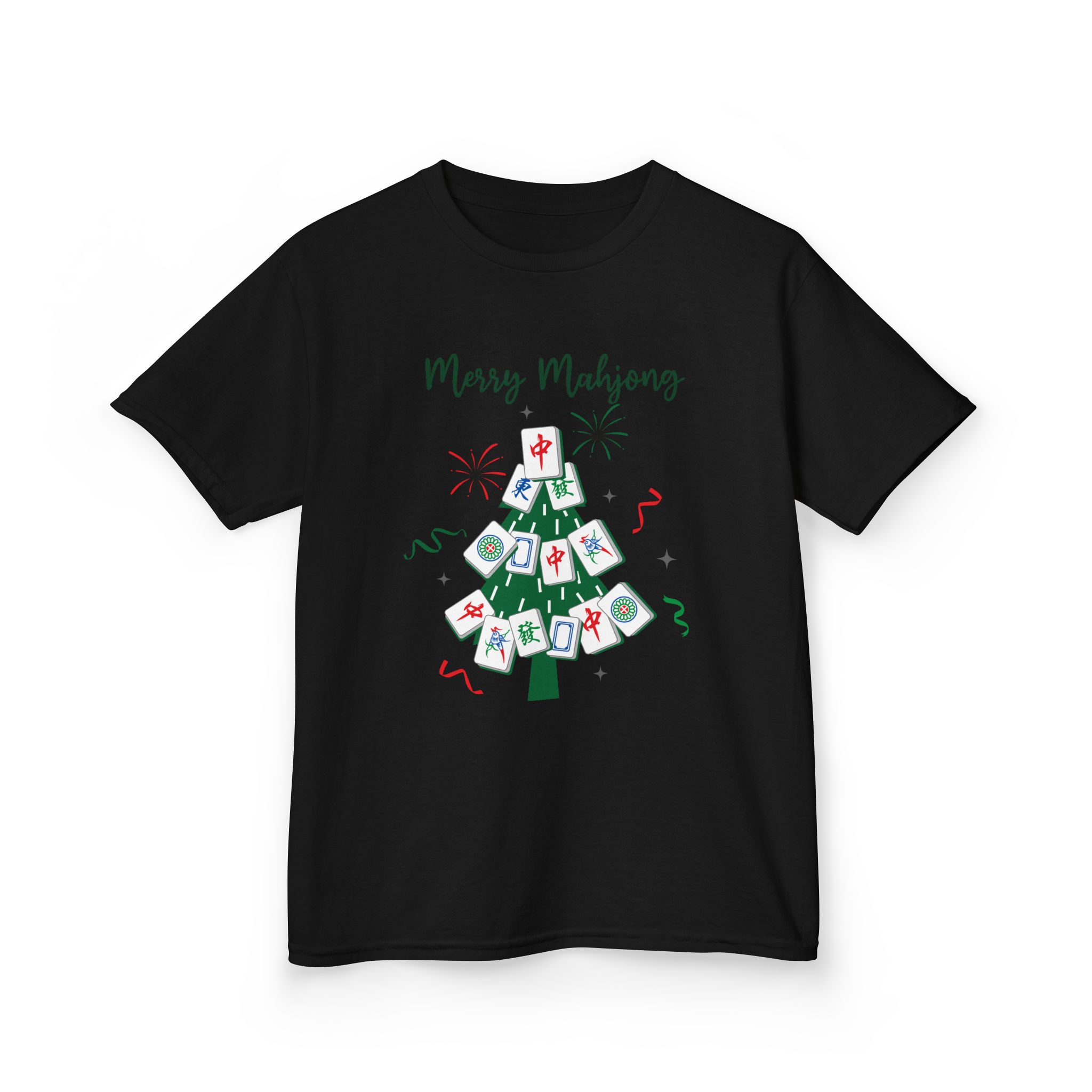 Merry Mahjong Baby Kids Tee | Holiday Mahjong Tree Graphic Shirt - Image 30