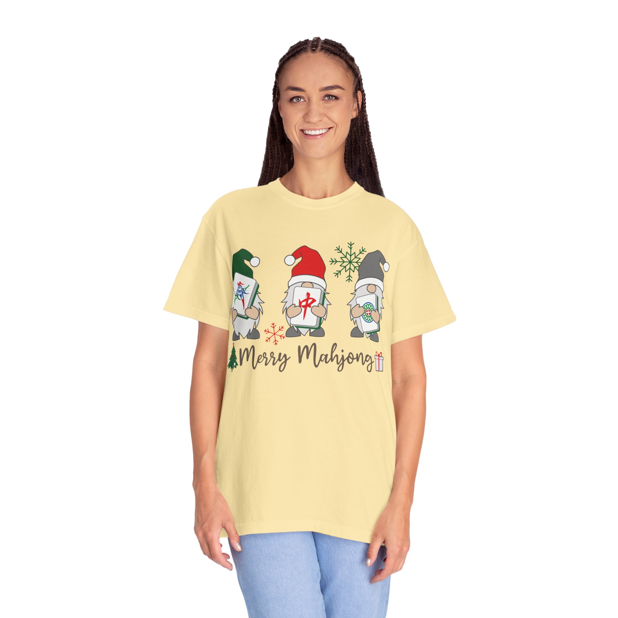 Merry Mahjong Gnome Christmas T-Shirt | Holiday Mahjong Game Night Tee - Image 56
