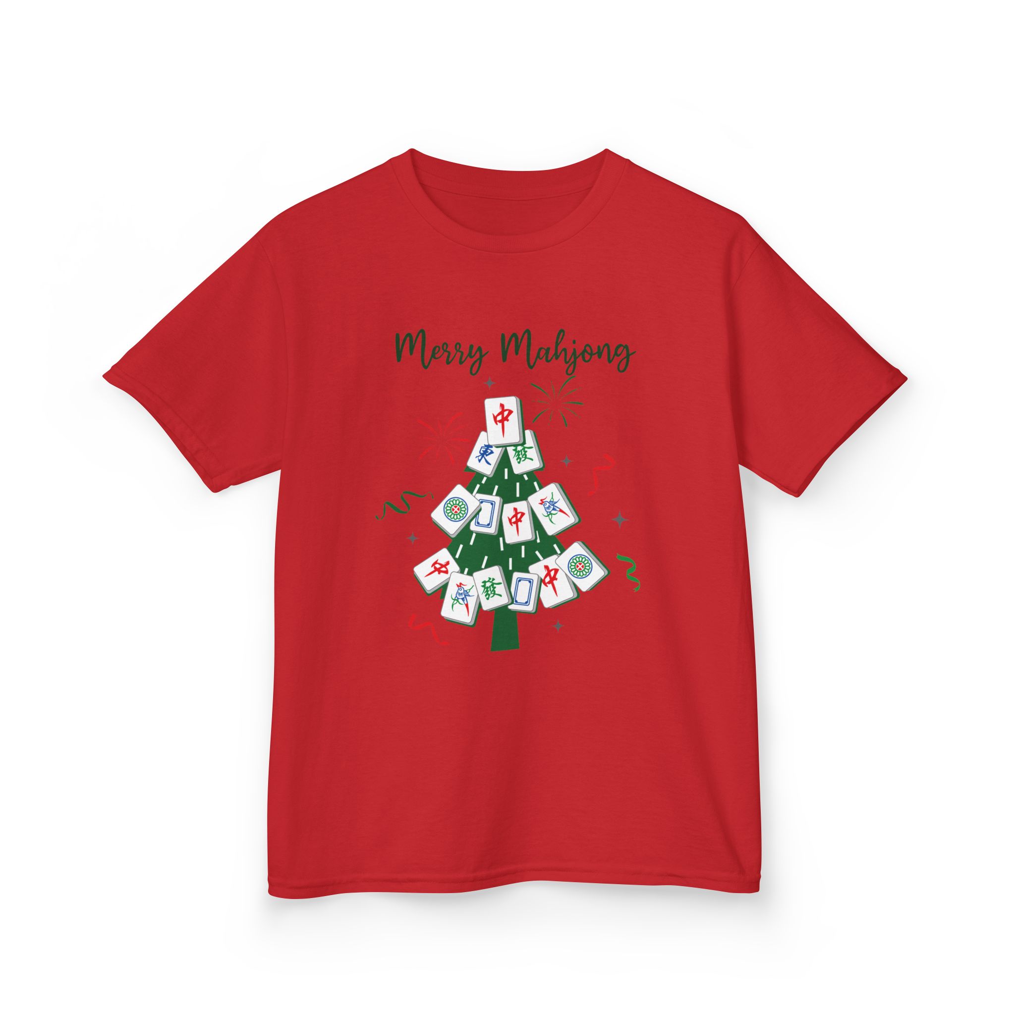 Merry Mahjong Baby Kids Tee | Holiday Mahjong Tree Graphic Shirt - Image 165