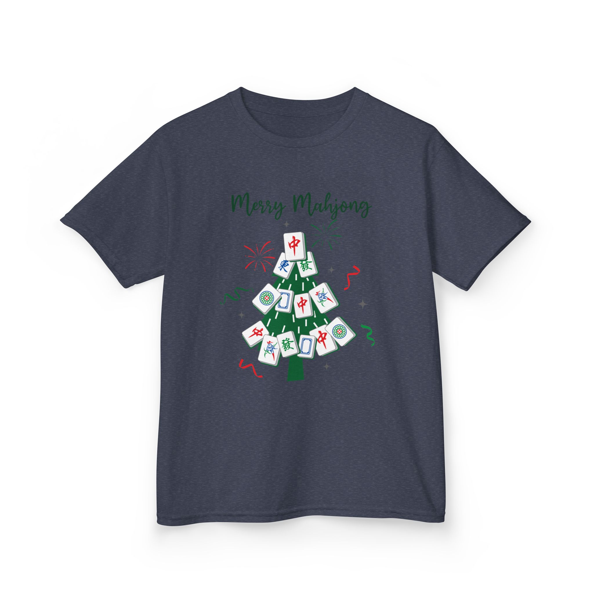Merry Mahjong Baby Kids Tee | Holiday Mahjong Tree Graphic Shirt - Image 156
