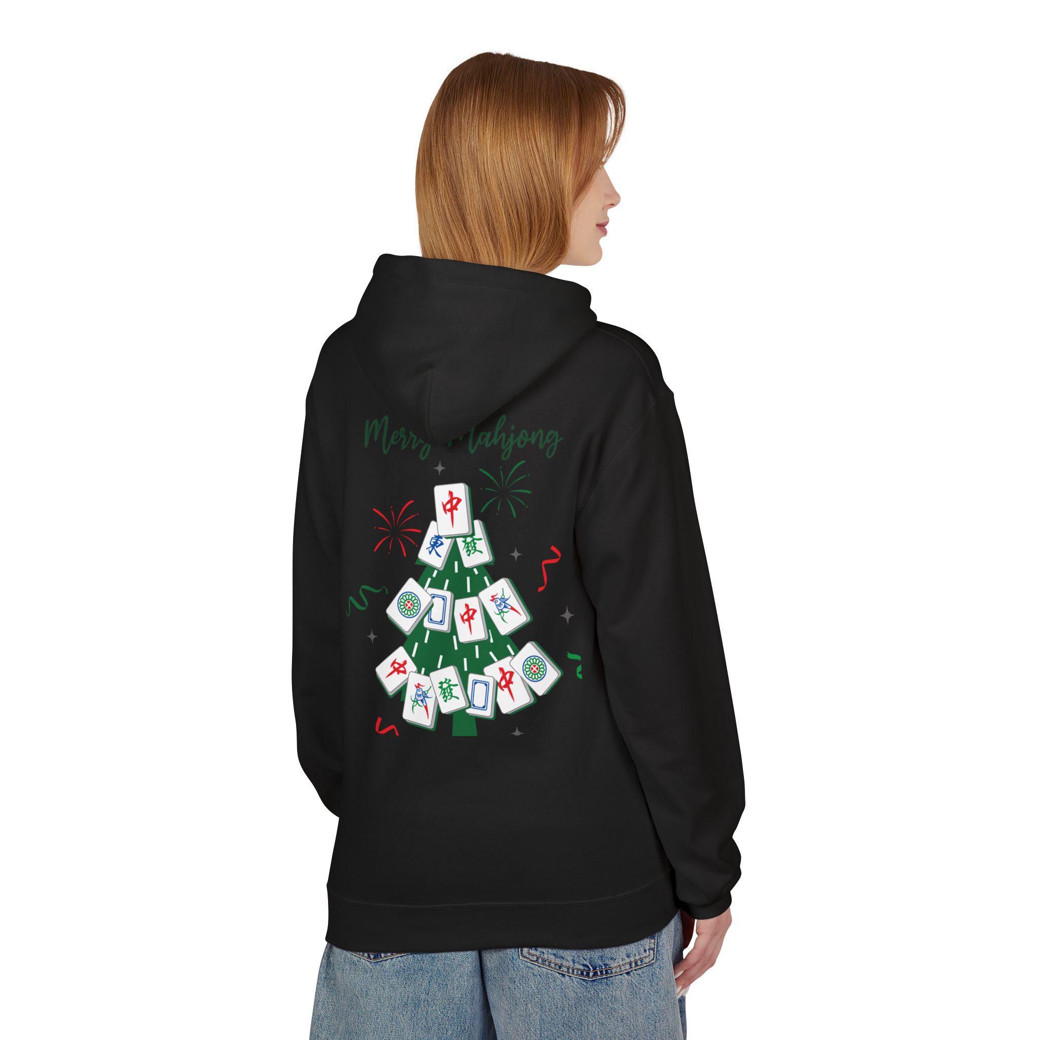 Merry Mahjong Santa Hoodie | Cute Holiday Gnome Christmas Pullover - Image 16