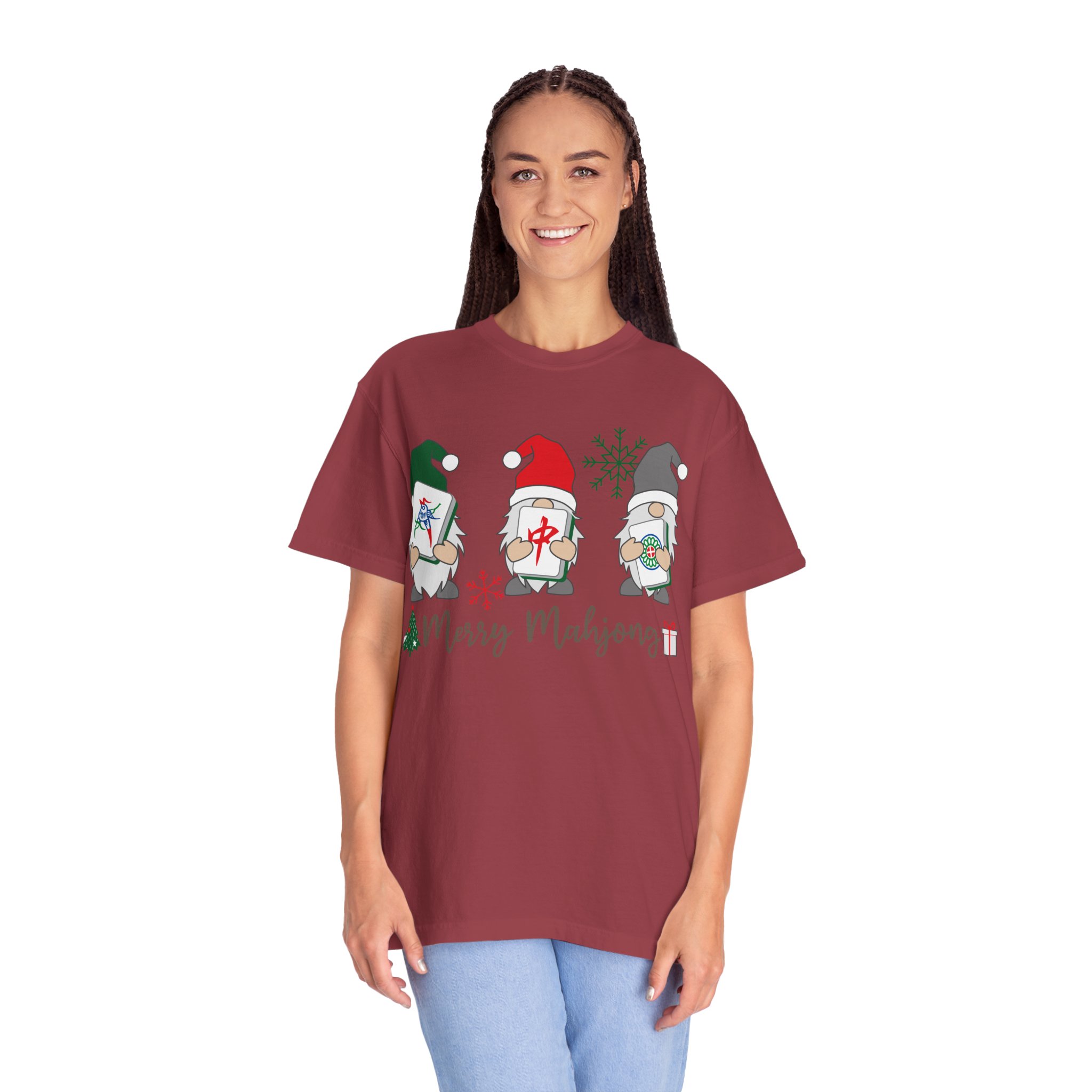 Merry Mahjong Gnome Christmas T-Shirt | Holiday Mahjong Game Night Tee - Image 48