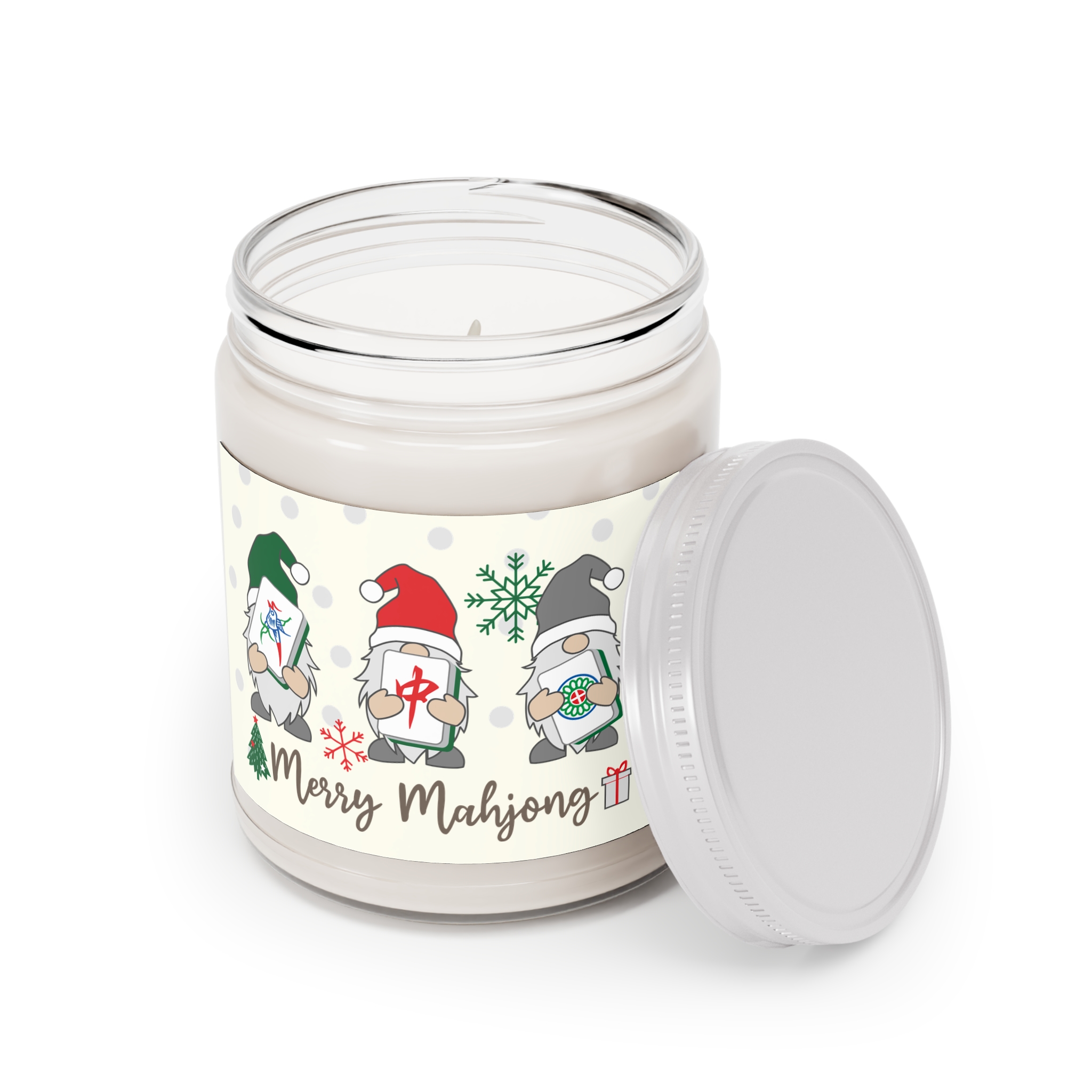 Merry Mahjong Gnome Scented Candle | Holiday Soy Wax Jar (9oz) - Image 31