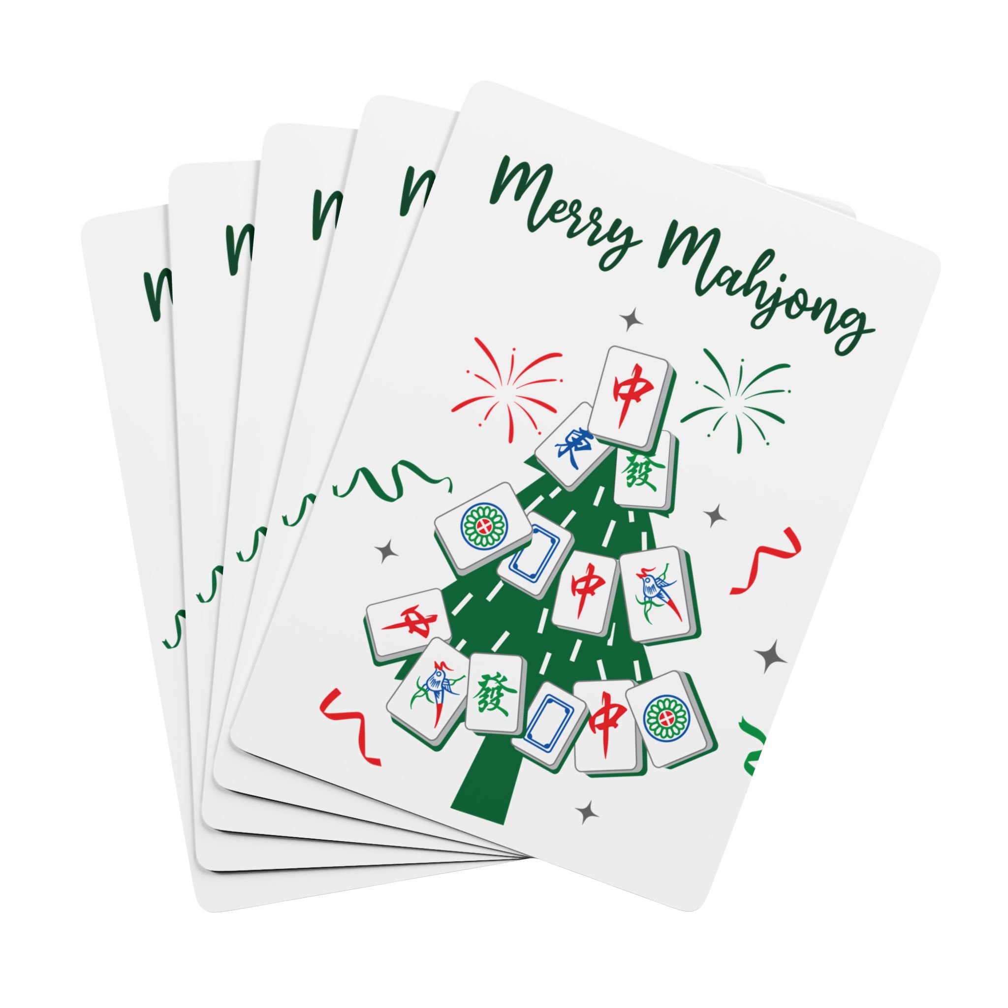 Merry Mahjong Holiday Playing Cards | Festive Mahjong Poker Deck (Standard 54-Card Set) - Image 3