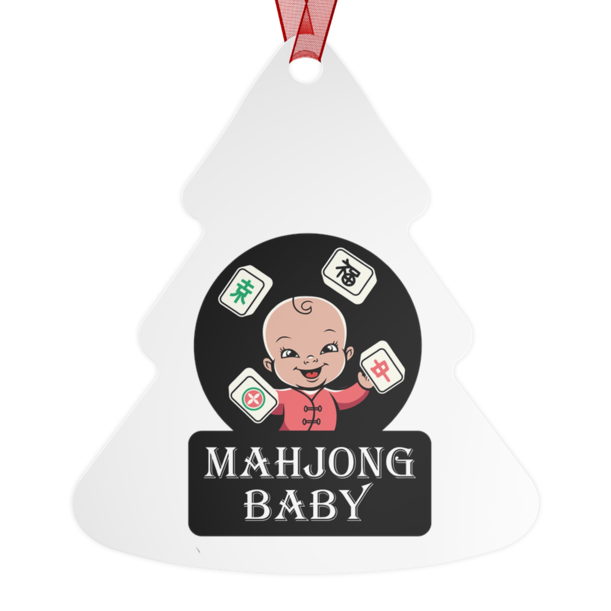 Mahjong Baby Metal Ornament | Yellow Original Holiday Decoration (Bell, Tree, Round, Oval) - Image 14