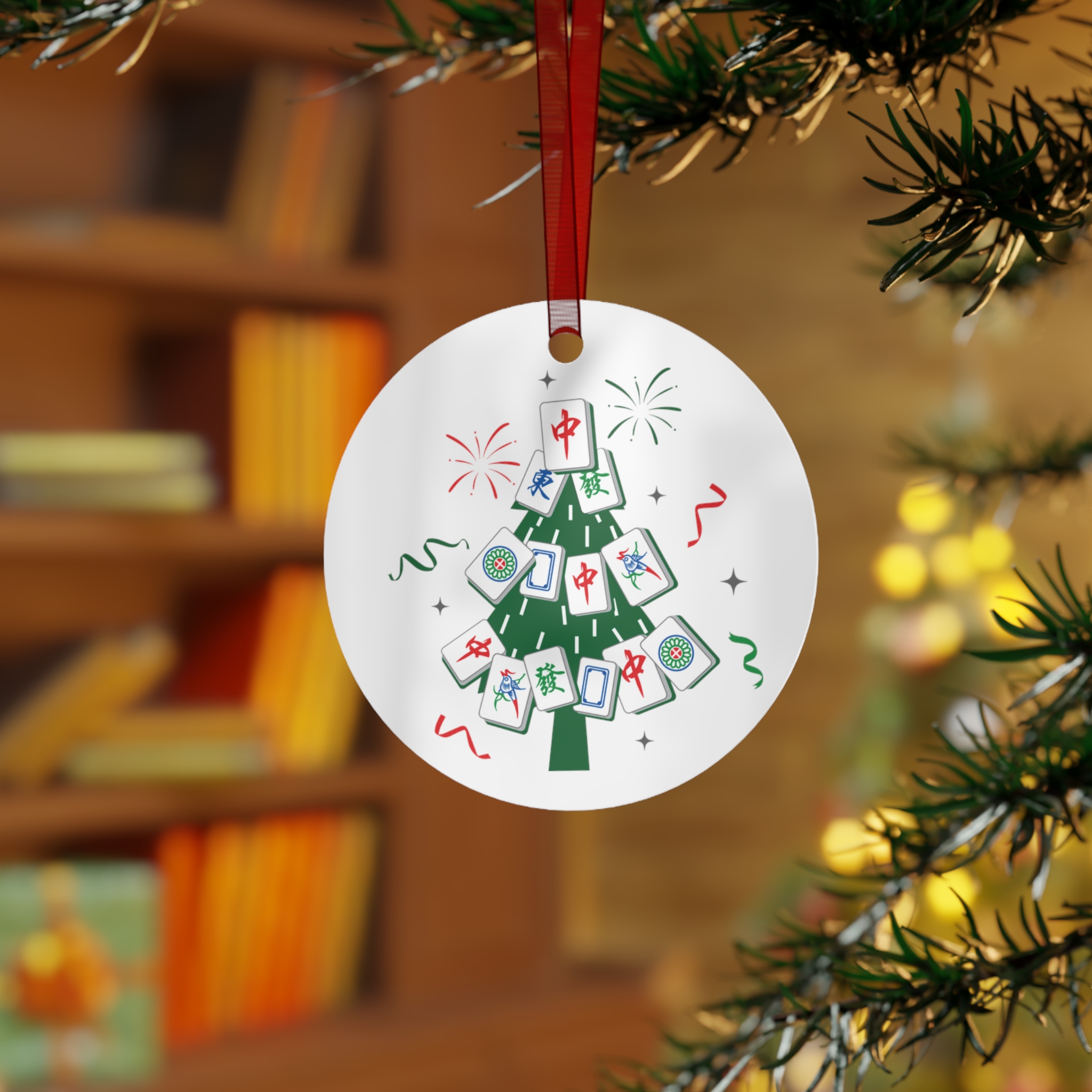 Mahjong Christmas Ornament | Merry Mahjong Metal Holiday Tree Decor - Image 12