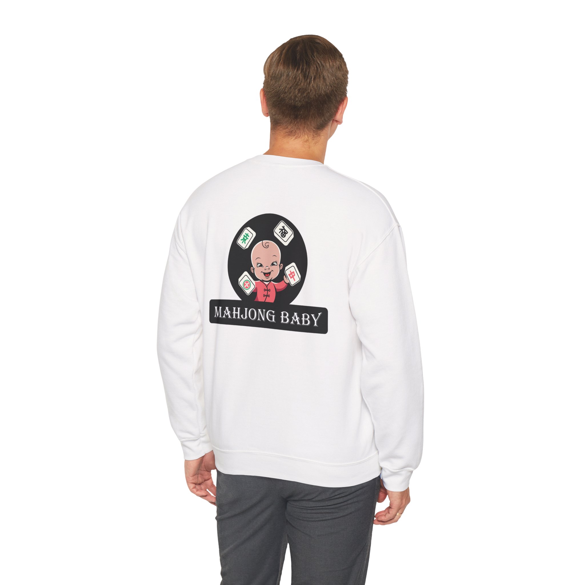 Mahjong Crewneck Sweatshirt | “Powered by Snacks and Skill” + Mahjong Baby Logo (Unisex) - Image 8