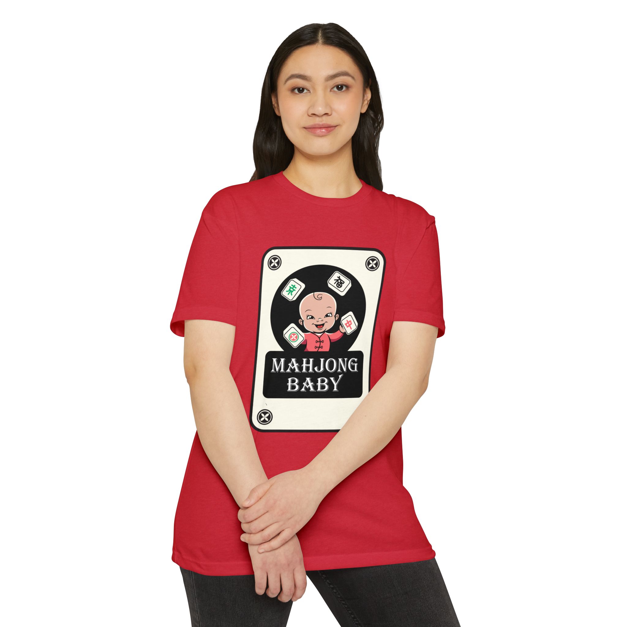Mahjong Baby Graphic T-Shirt | Black Retro Mahjong Tile Tee for Players & Fans - Image 77