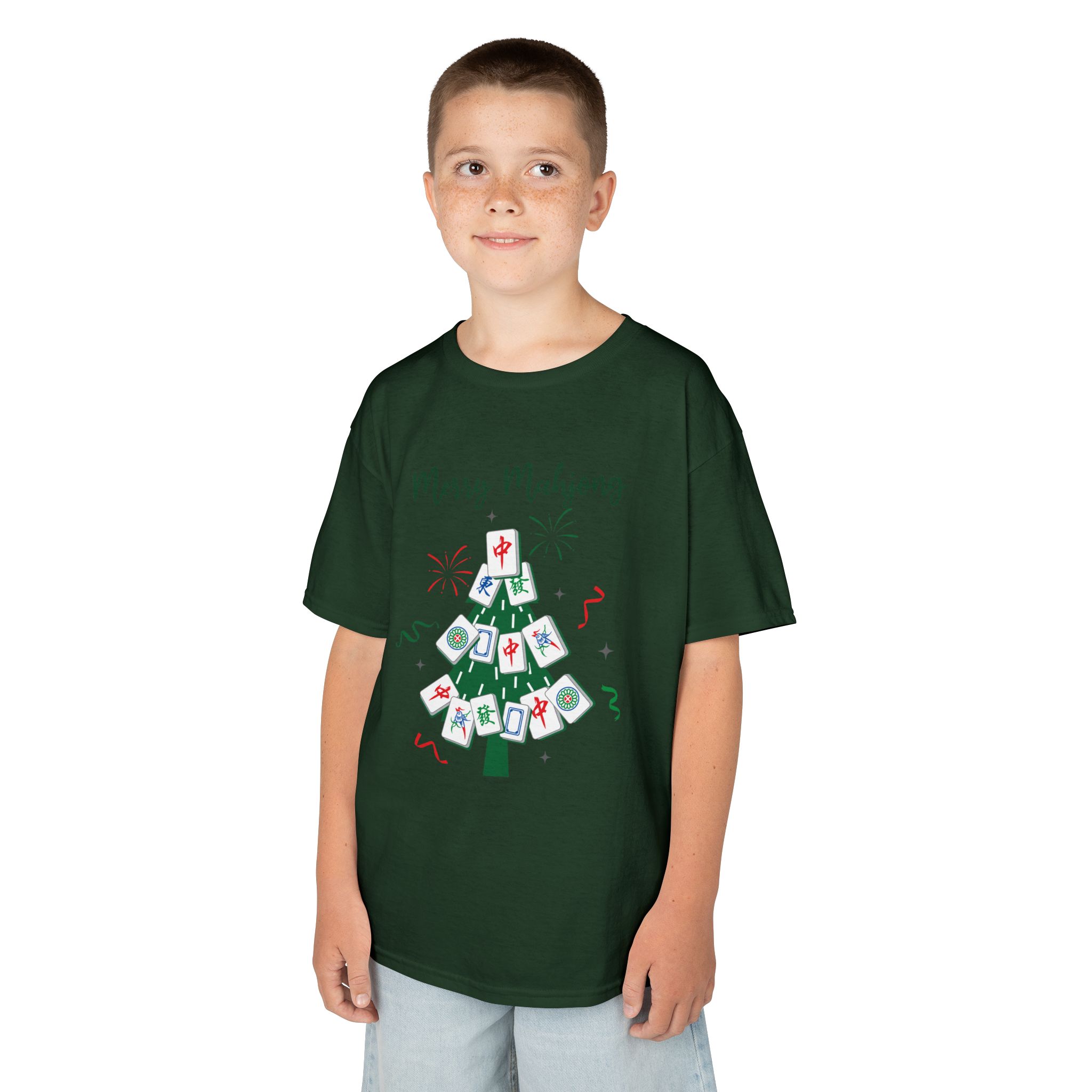 Merry Mahjong Baby Kids Tee | Holiday Mahjong Tree Graphic Shirt - Image 106