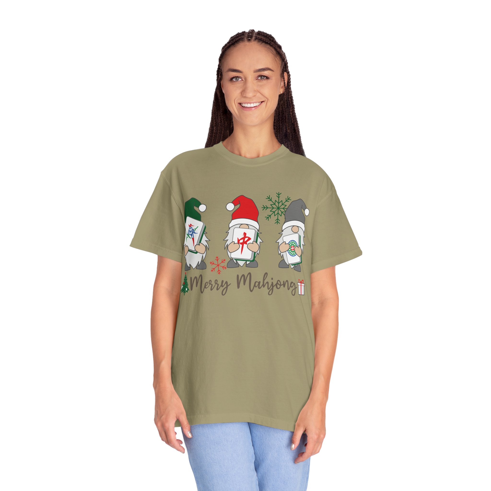 Merry Mahjong Gnome Christmas T-Shirt | Holiday Mahjong Game Night Tee - Image 16