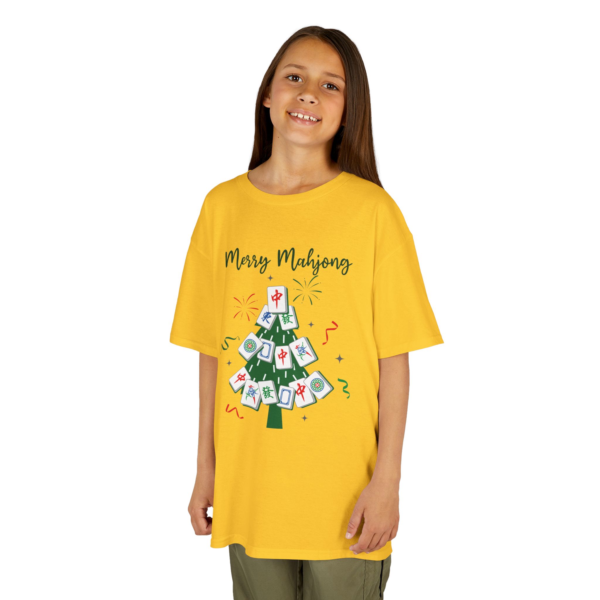 Merry Mahjong Baby Kids Tee | Holiday Mahjong Tree Graphic Shirt - Image 86