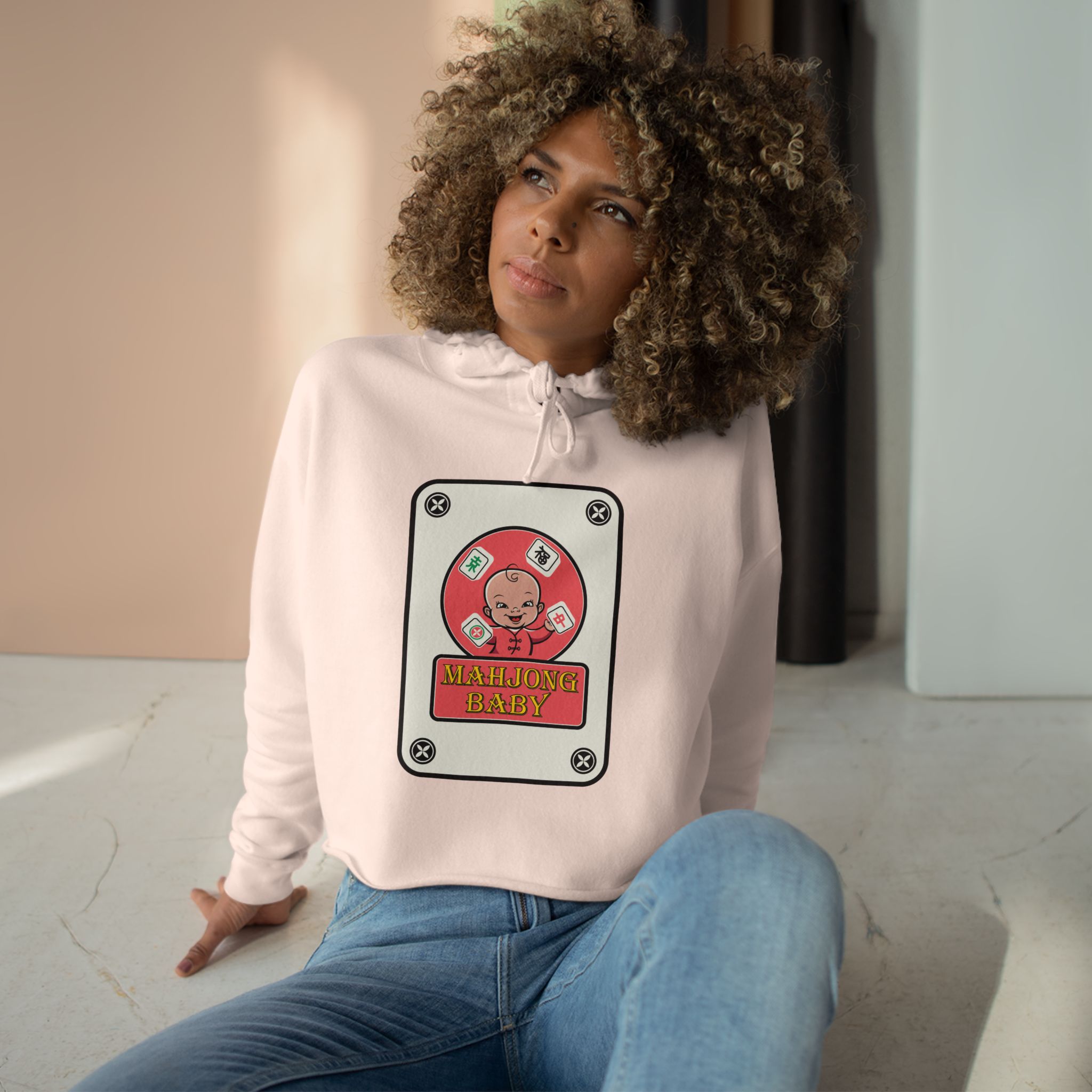 Mahjong Baby Crop Hoodie | Cute Mahjong Tile Graphic Hoodie for Game Lovers - Image 12