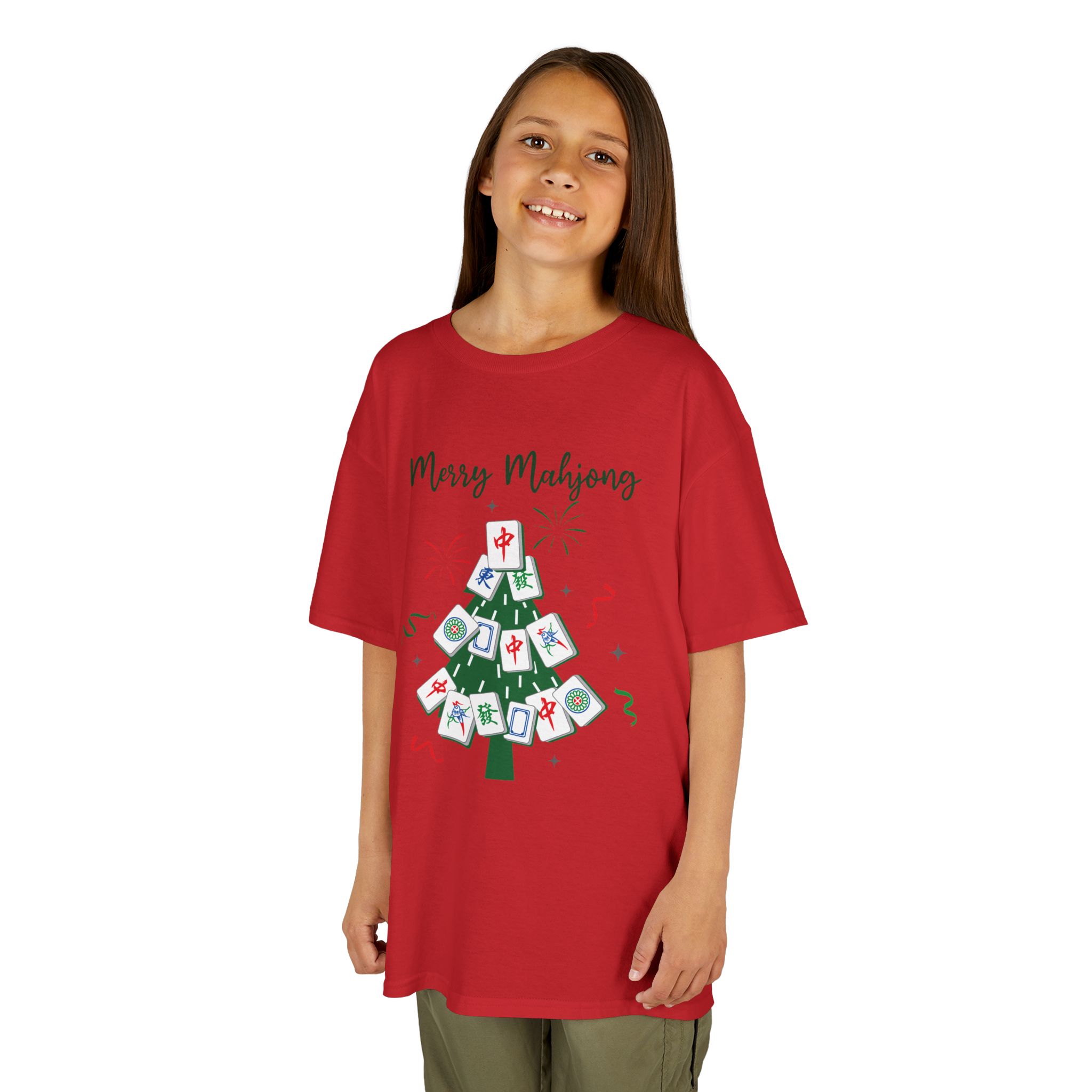 Merry Mahjong Baby Kids Tee | Holiday Mahjong Tree Graphic Shirt - Image 167