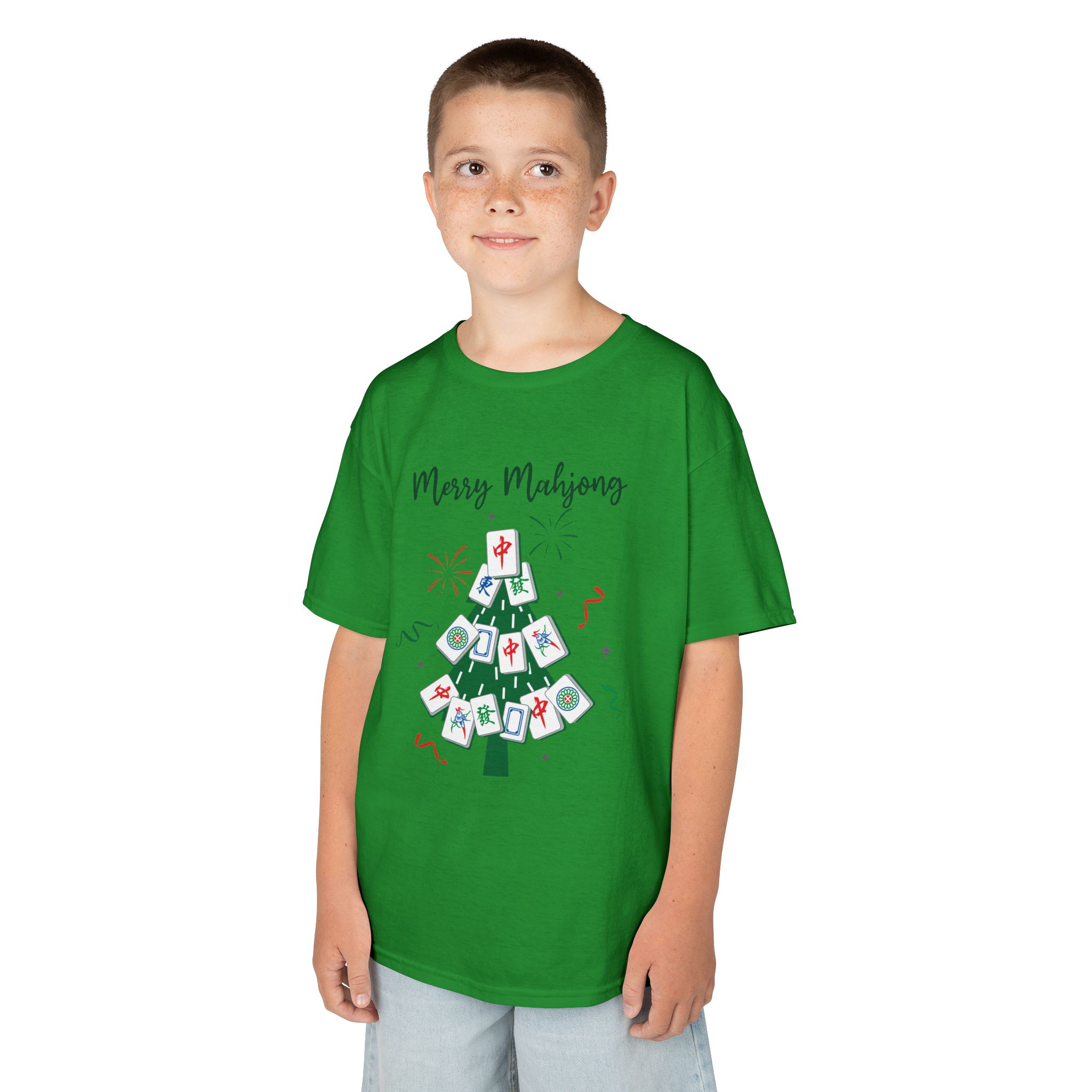 Merry Mahjong Baby Kids Tee | Holiday Mahjong Tree Graphic Shirt - Image 115
