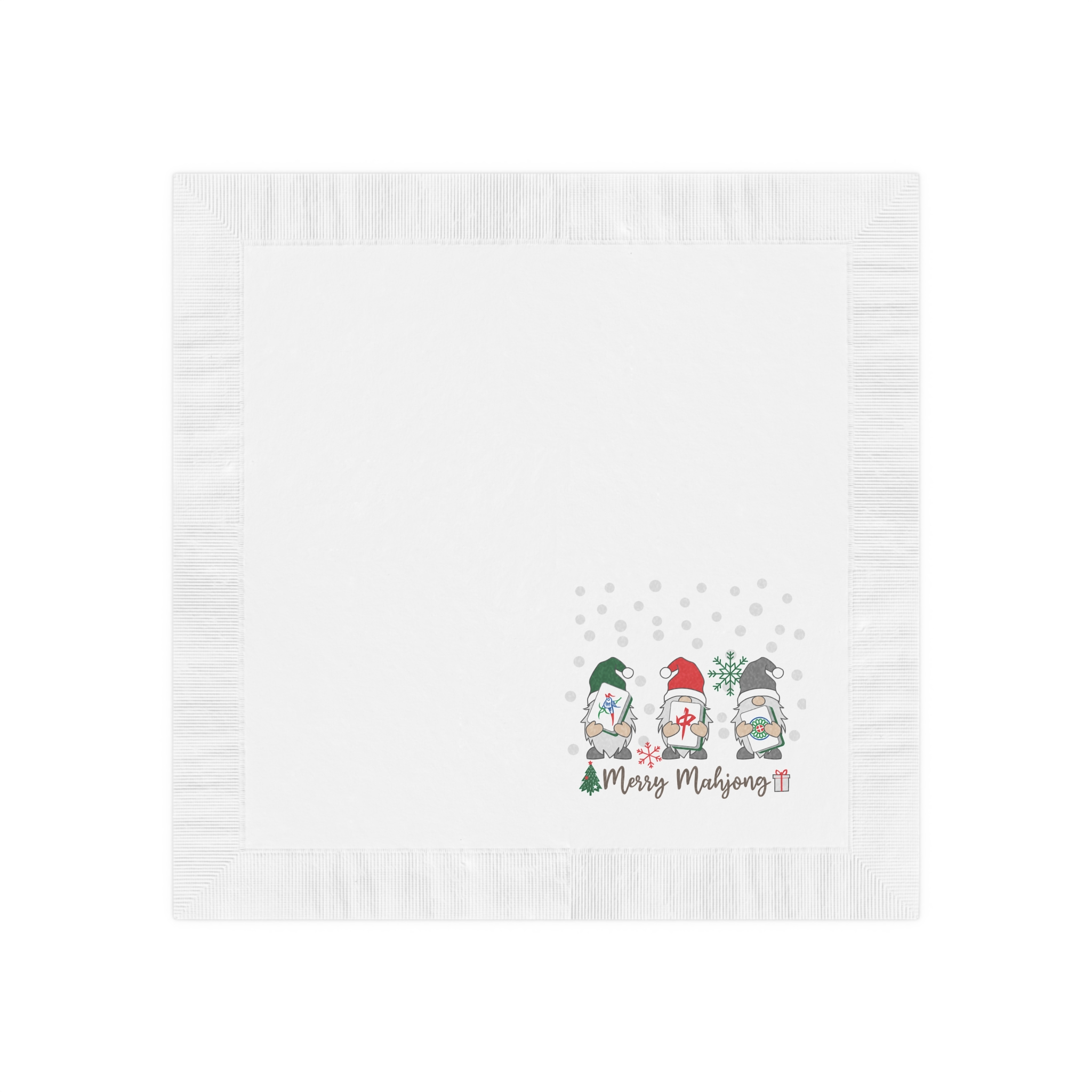 Merry Mahjong Winter Gnome Cocktail Napkins | Holiday Mahjong Party Napkins (50 or 100) - Image 2