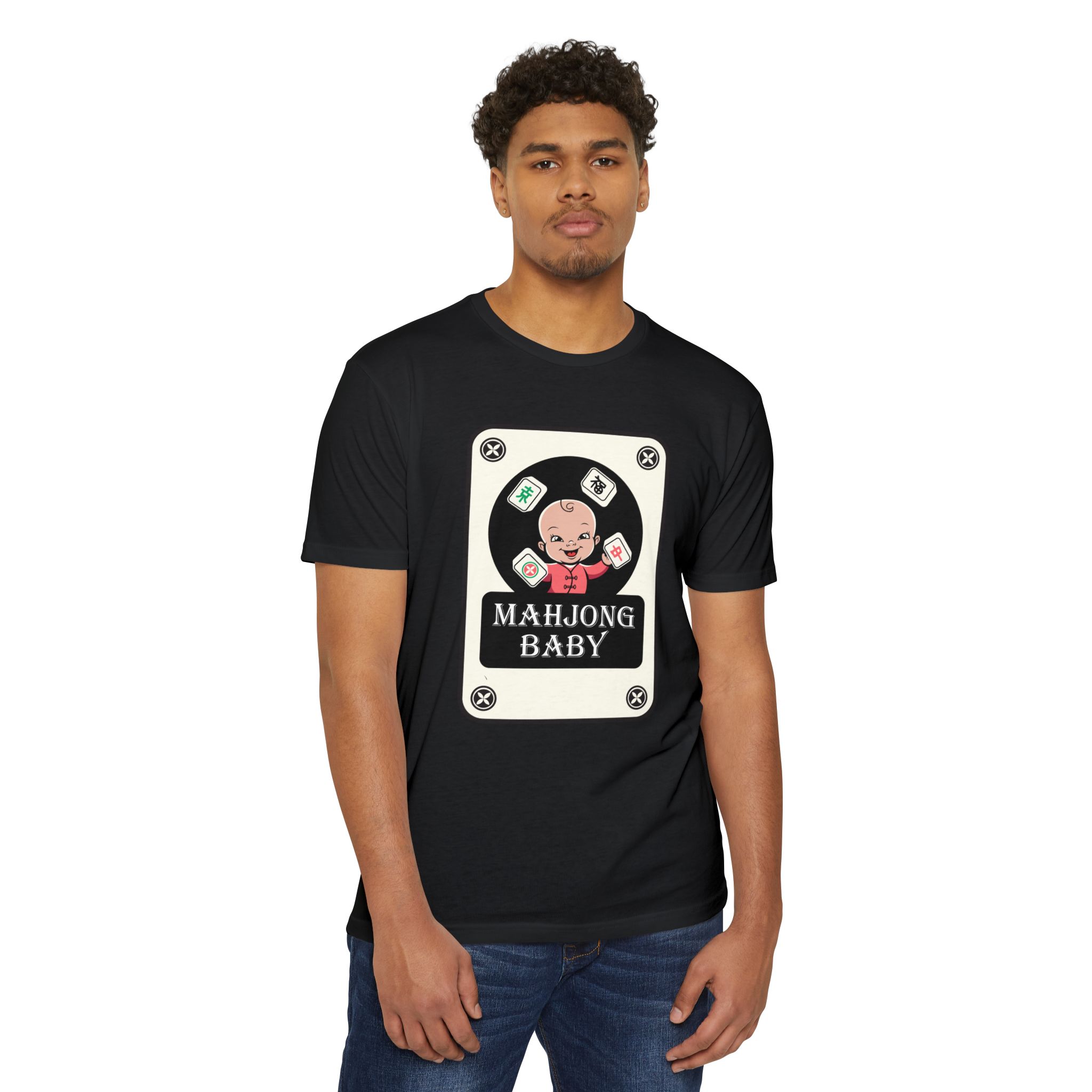 Mahjong Baby Graphic T-Shirt | Black Retro Mahjong Tile Tee for Players & Fans - Image 66
