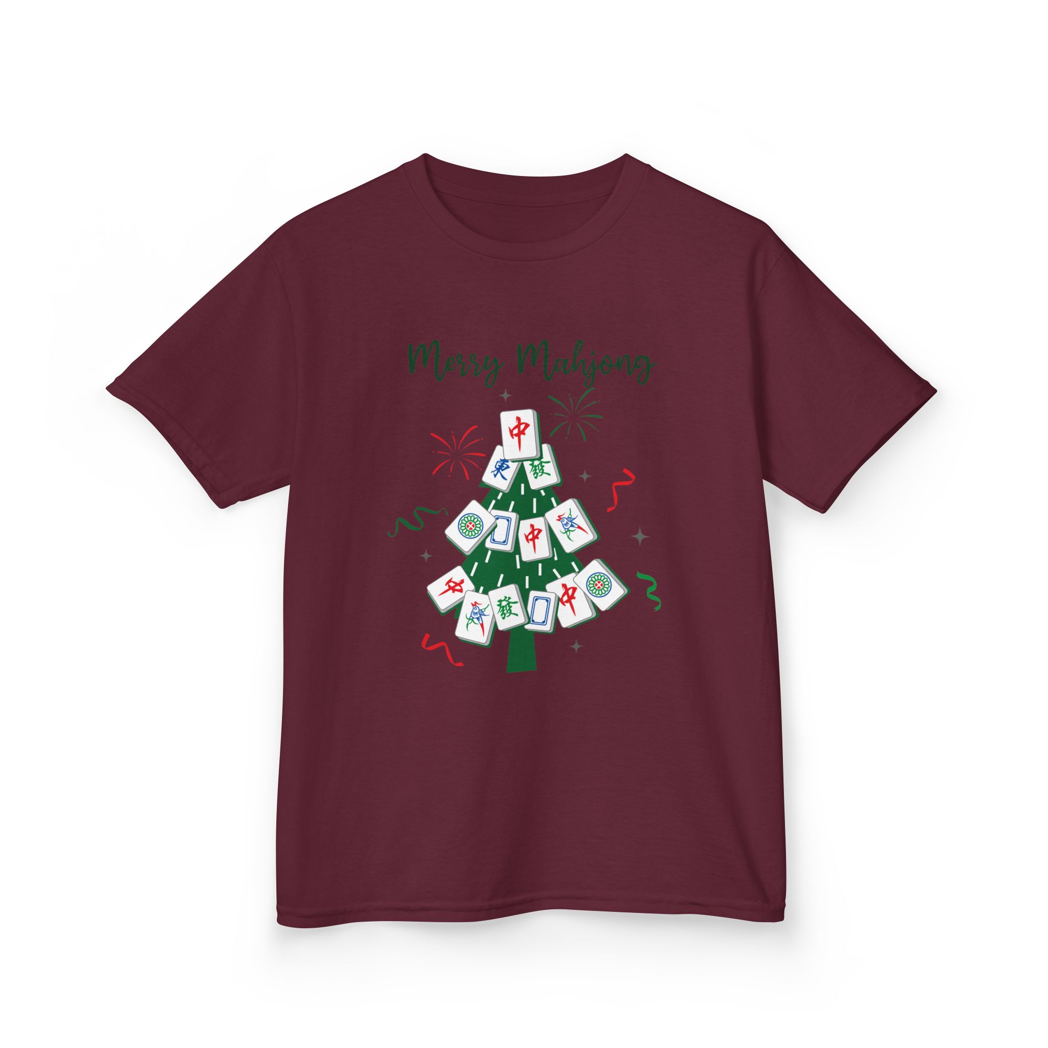 Merry Mahjong Baby Kids Tee | Holiday Mahjong Tree Graphic Shirt - Image 75