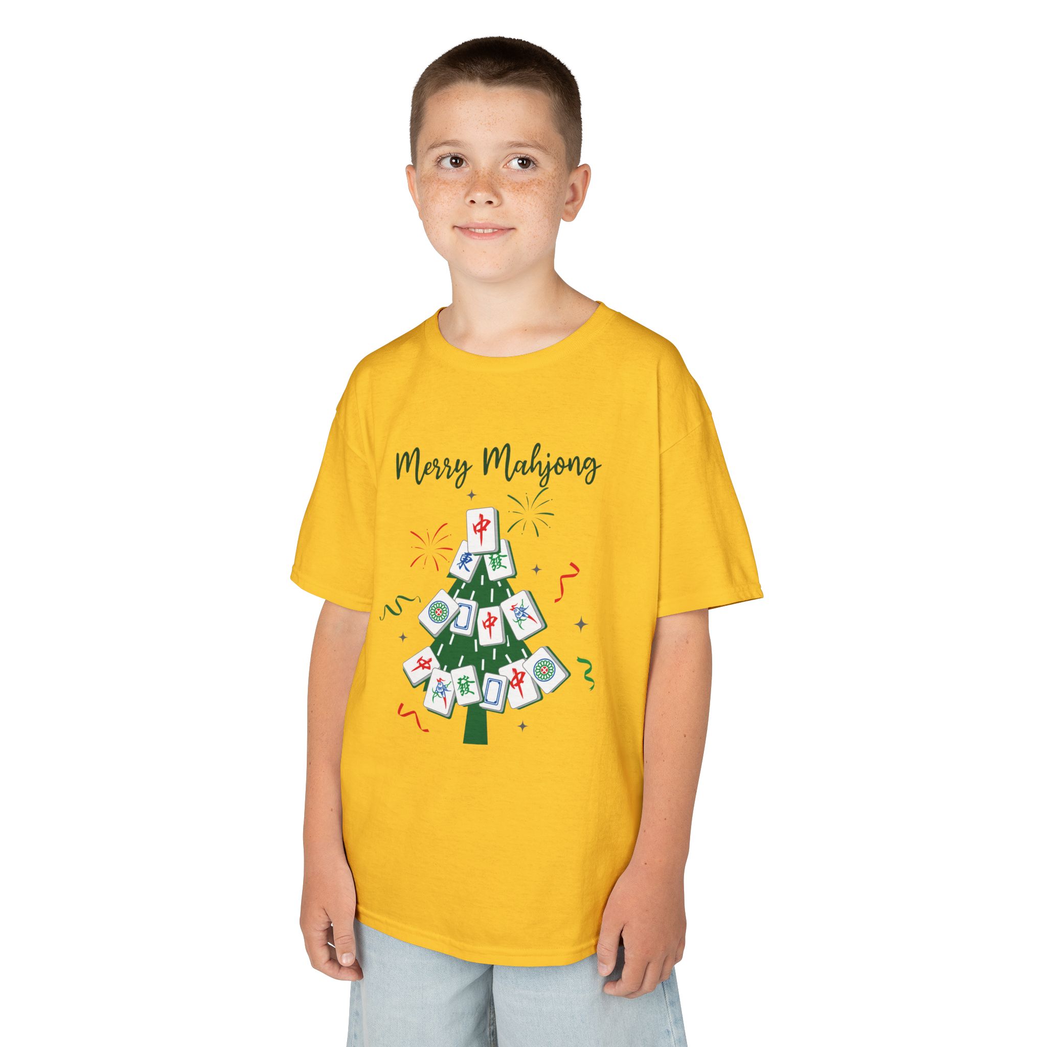Merry Mahjong Baby Kids Tee | Holiday Mahjong Tree Graphic Shirt - Image 88