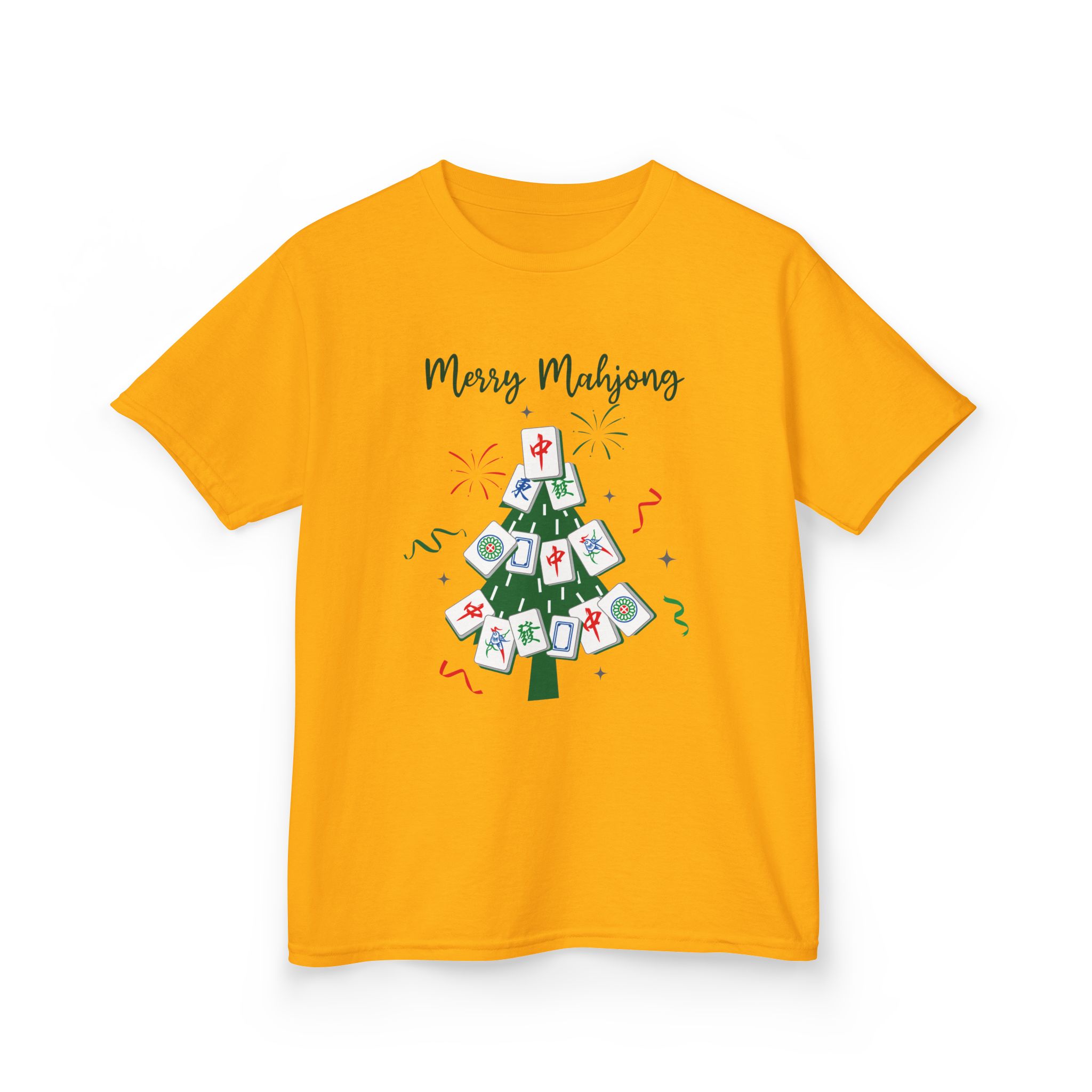 Merry Mahjong Baby Kids Tee | Holiday Mahjong Tree Graphic Shirt - Image 57