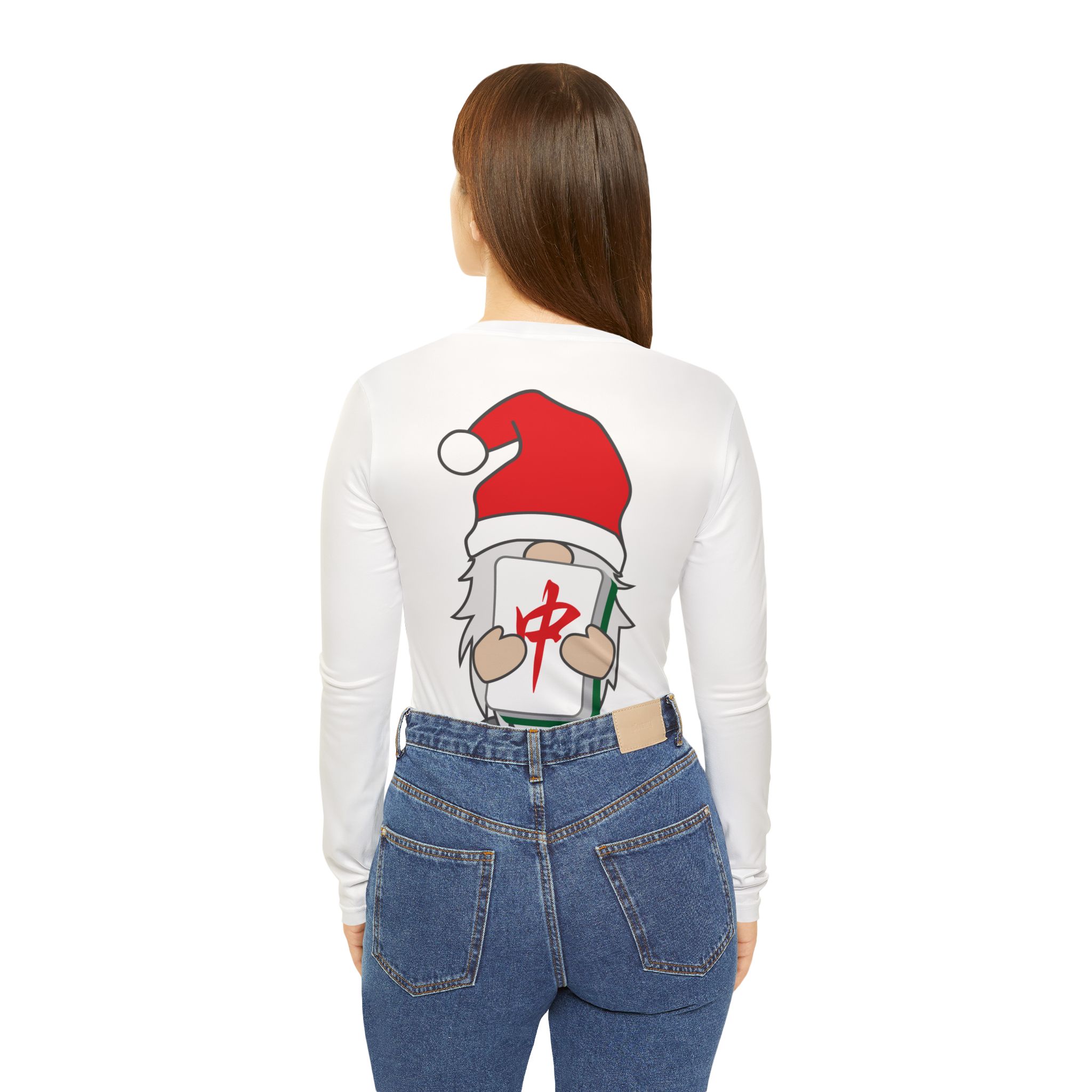 Mahjong Christmas Tree V-Neck Long Sleeve | Festive Mahjong Holiday Shirt for Game Lovers - Image 8