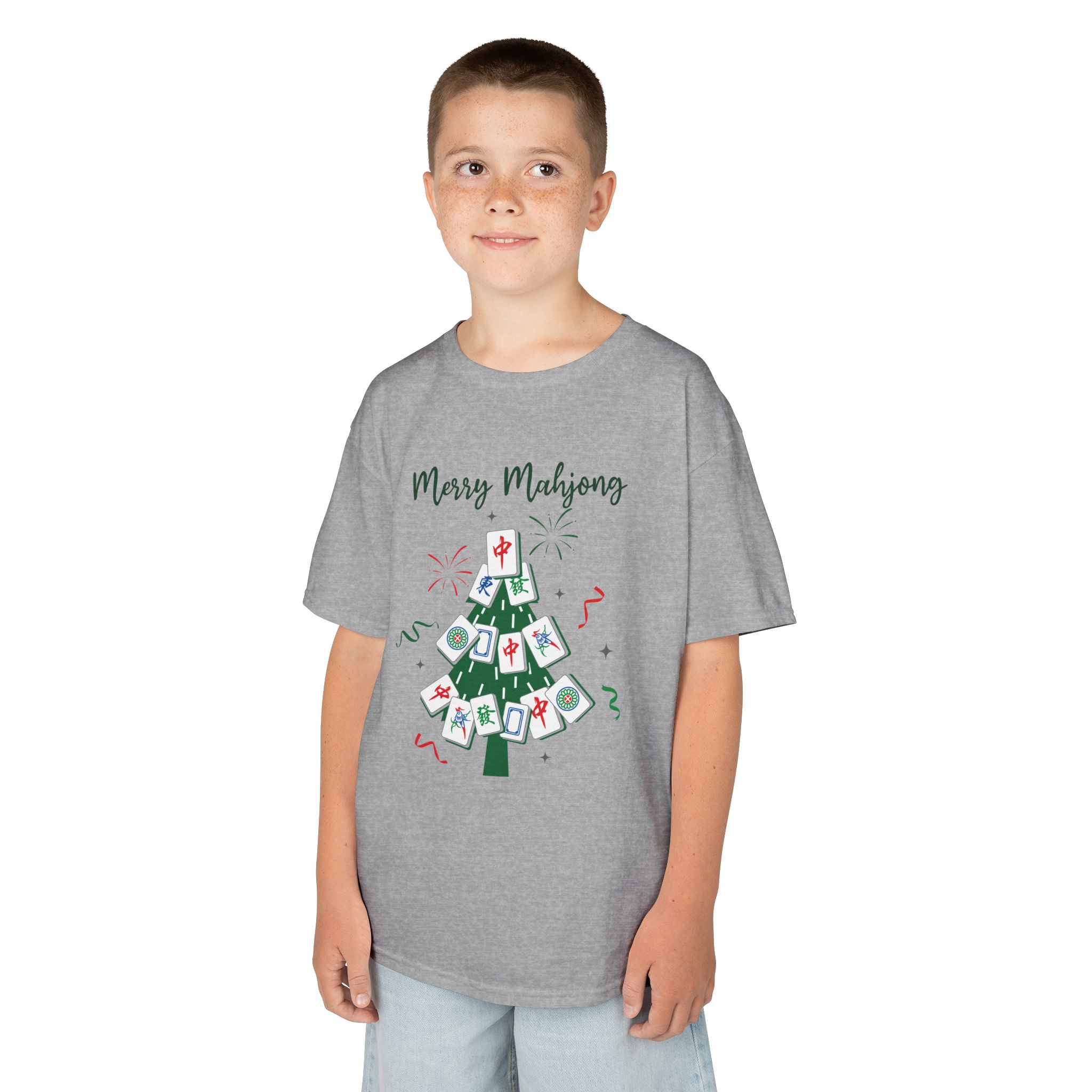 Merry Mahjong Baby Kids Tee | Holiday Mahjong Tree Graphic Shirt - Image 43