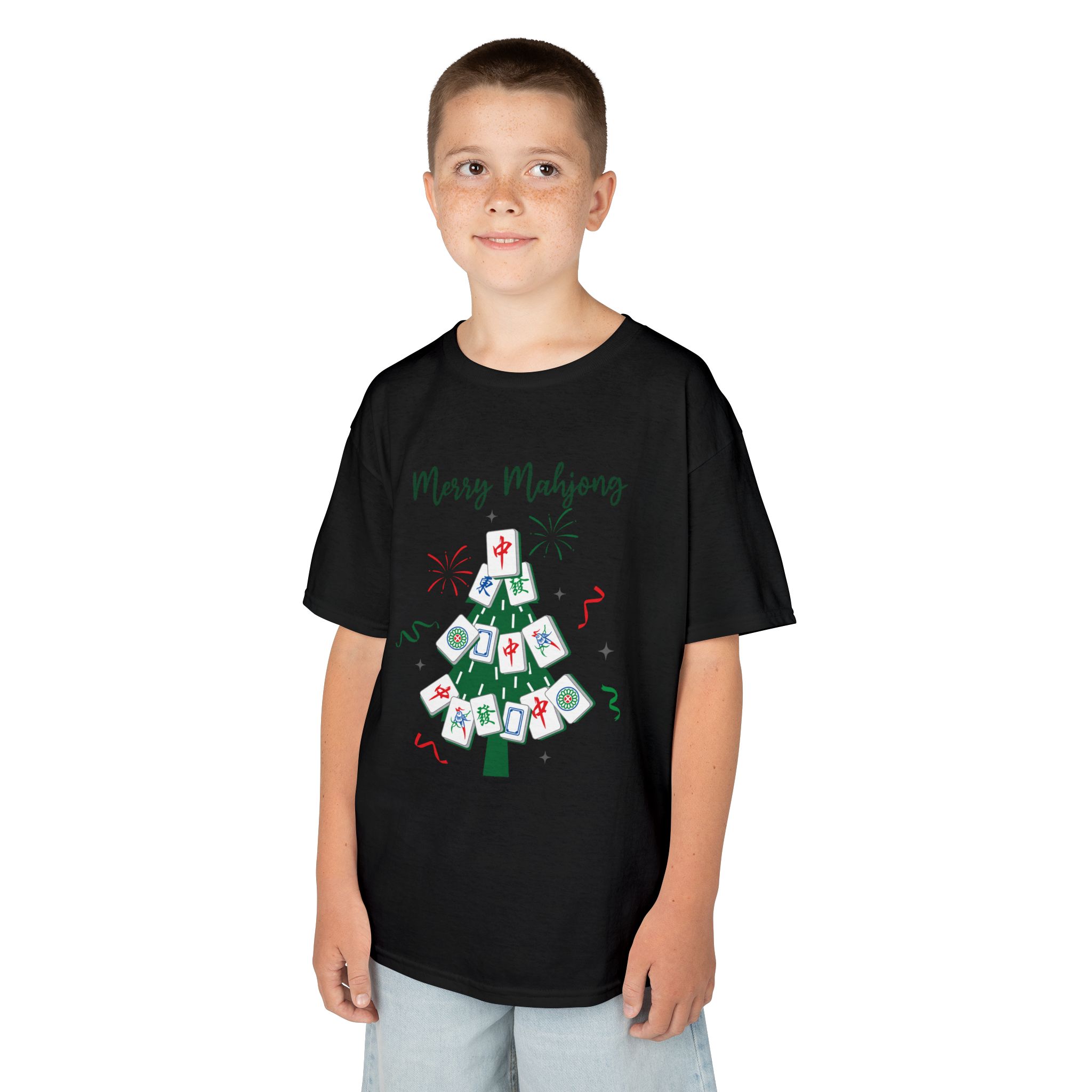 Merry Mahjong Baby Kids Tee | Holiday Mahjong Tree Graphic Shirt - Image 34