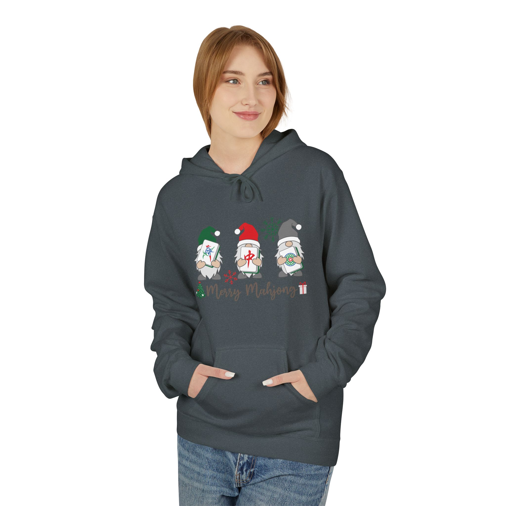 Merry Mahjong Santa Hoodie | Cute Holiday Gnome Christmas Pullover - Image 45